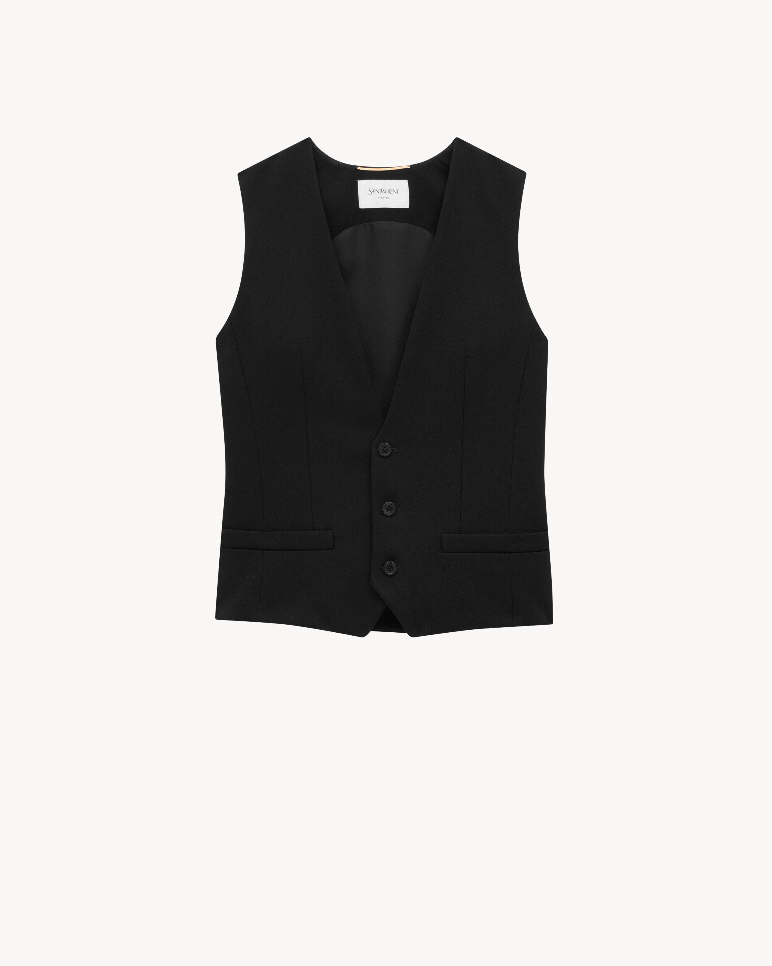 Saint Laurent Vest In Grain De Poudre - Black - Women - 38