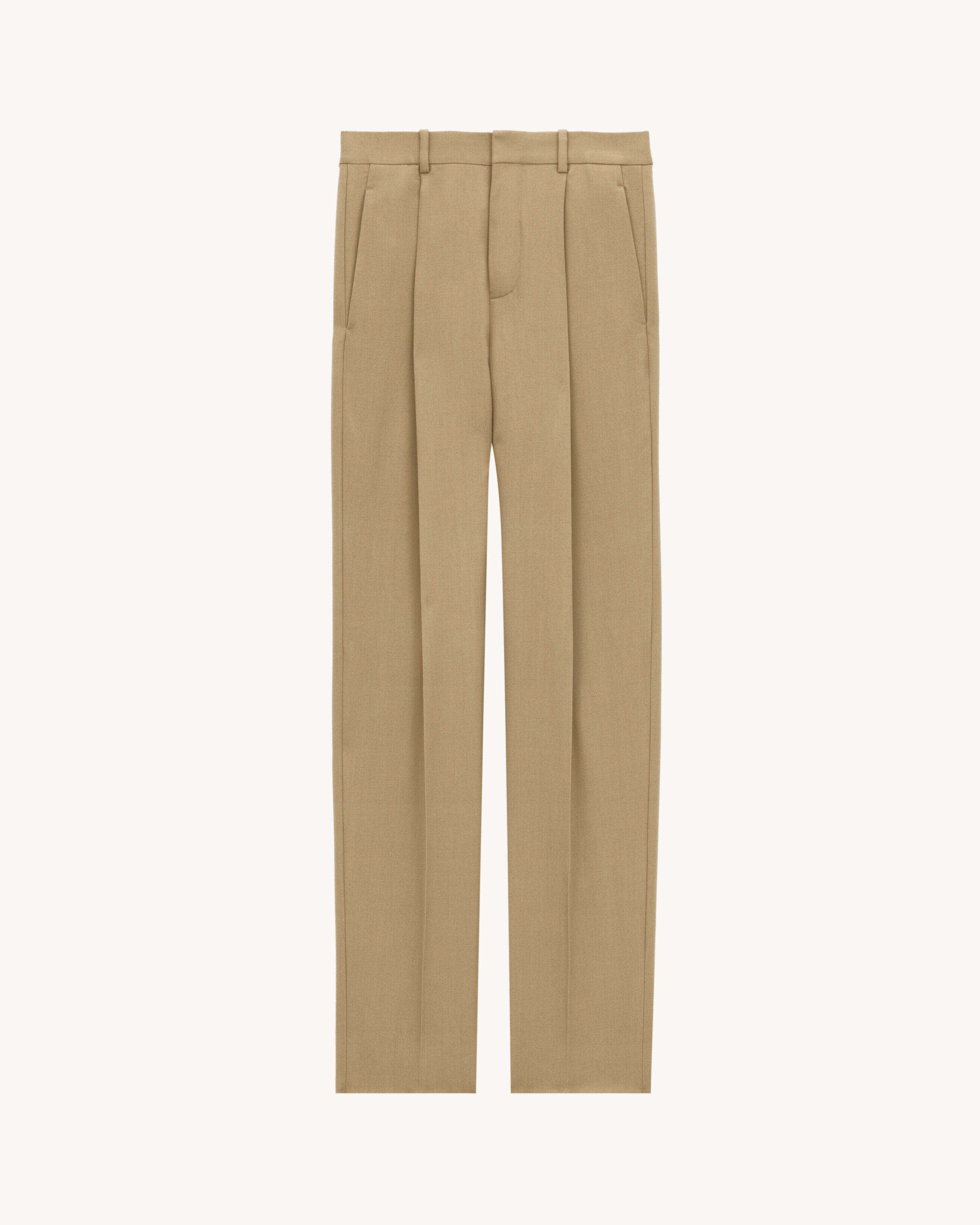 Saint Laurent High-Waisted Pants In Wool Gabardine - Beige - Men - 46