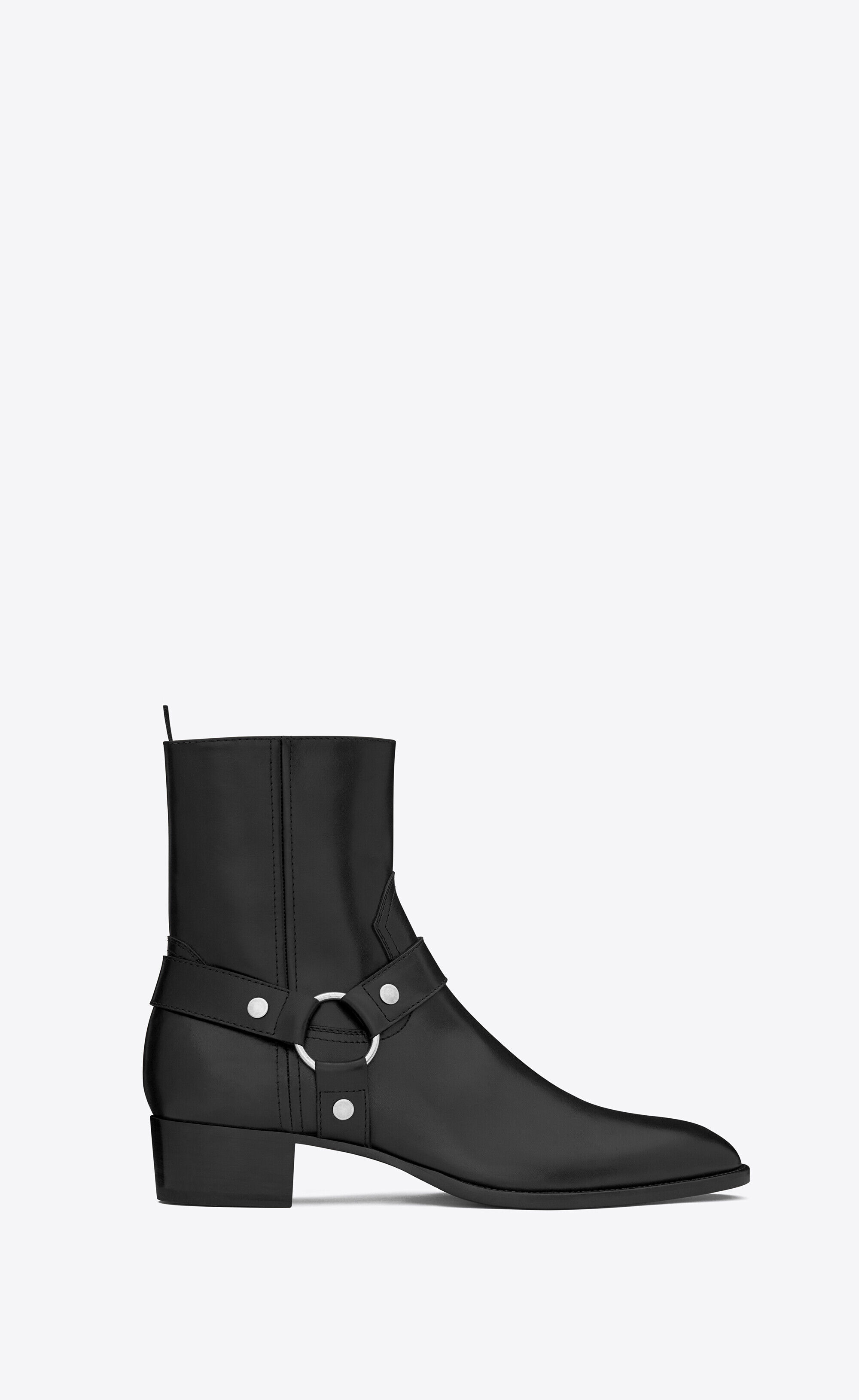 Saint Laurent Wyatt Harness Boots In Smooth Leather - Black - Men - 13.5
