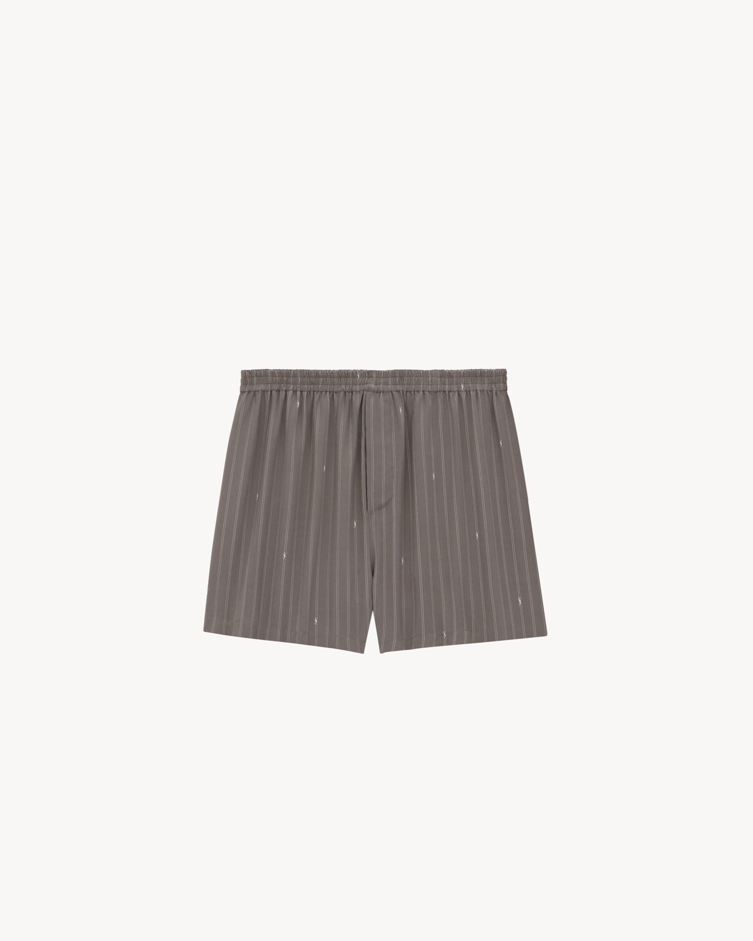Saint Laurent Cassandre Shorts In Striped Silk Crepe De Chine - Grey - Men - XS