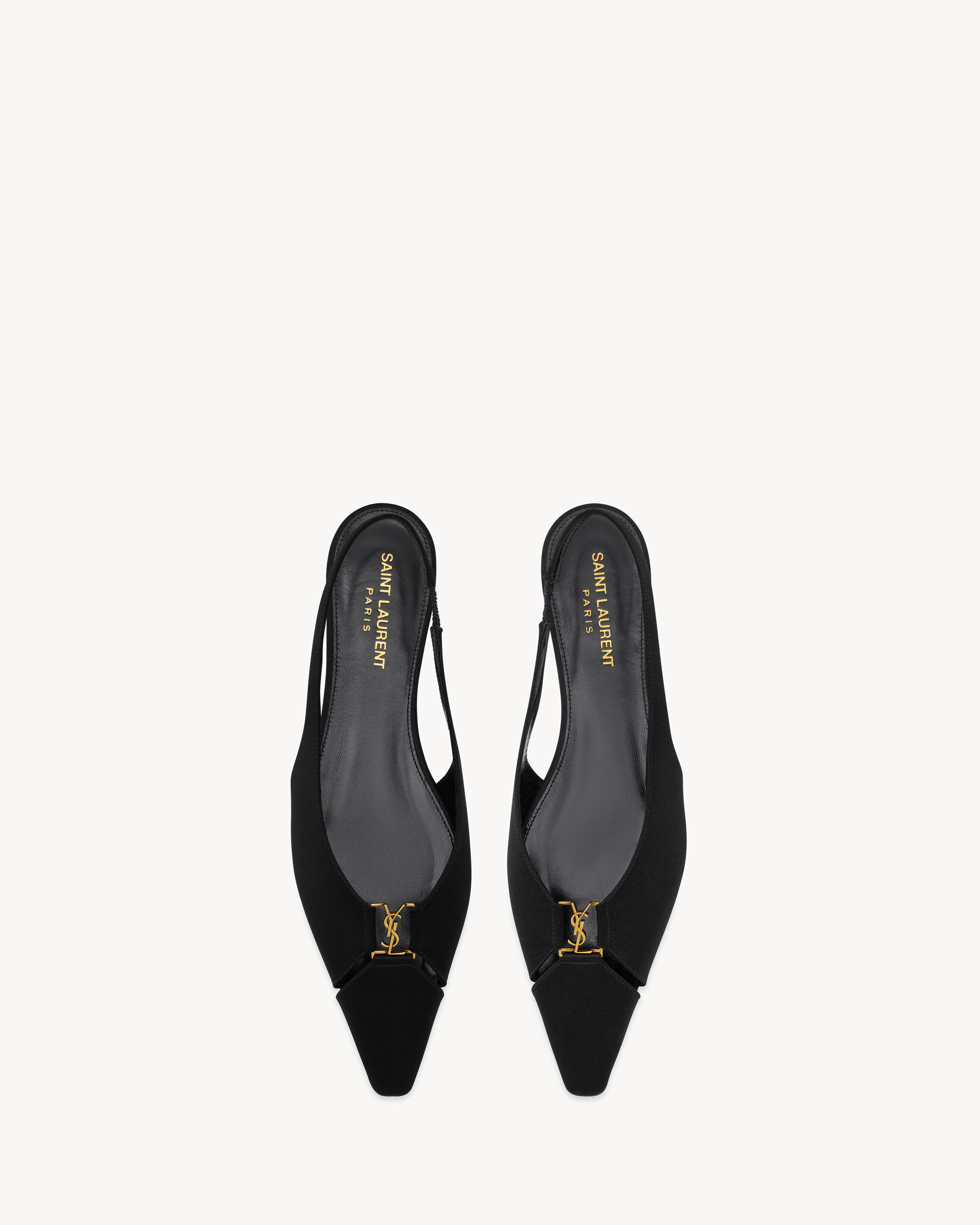 Saint Laurent Babylone Slingback Flats In Satin Crepe - Black - Women - 35.5