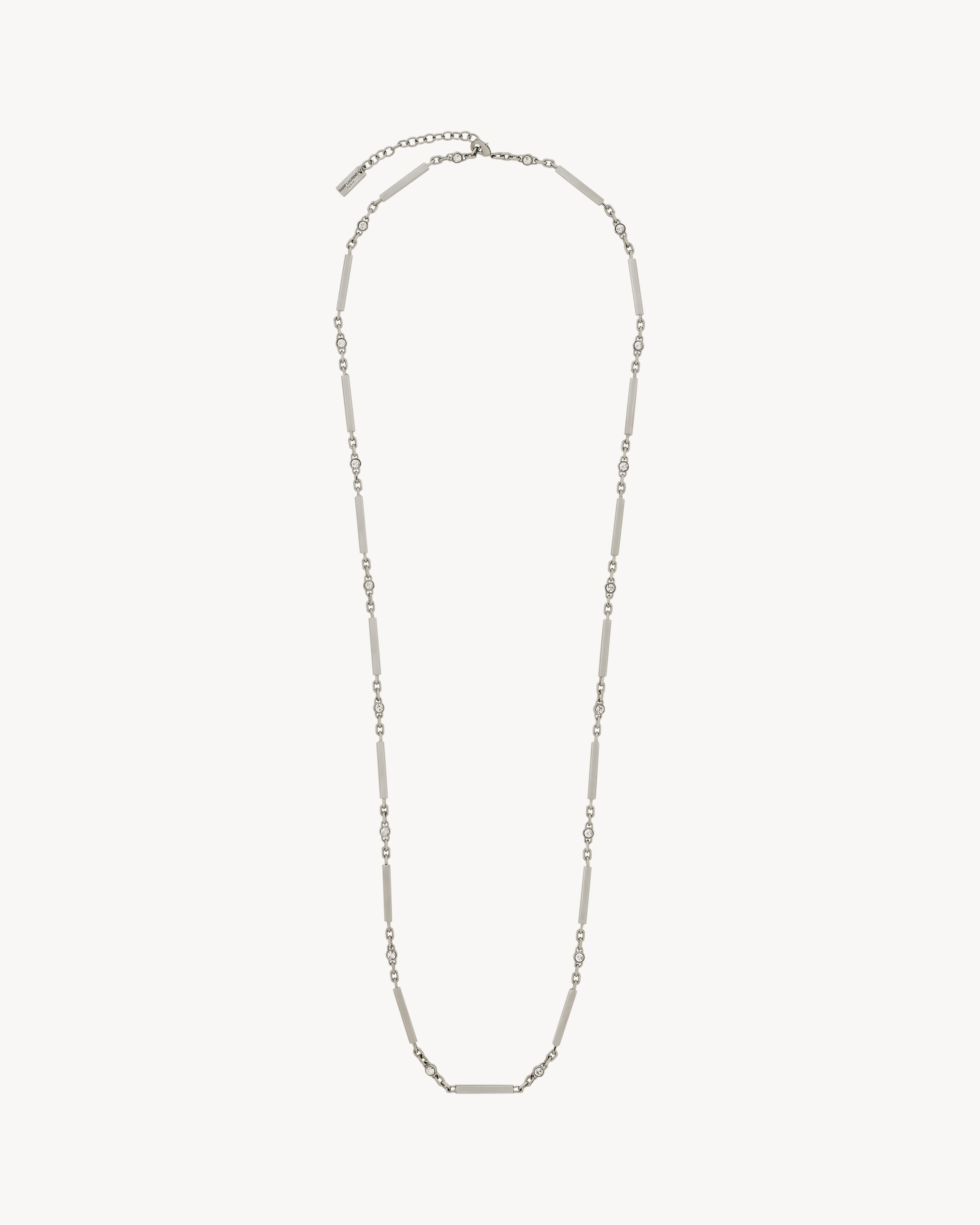 Saint Laurent Crystal Bar Necklace In Metal - Silver - Men