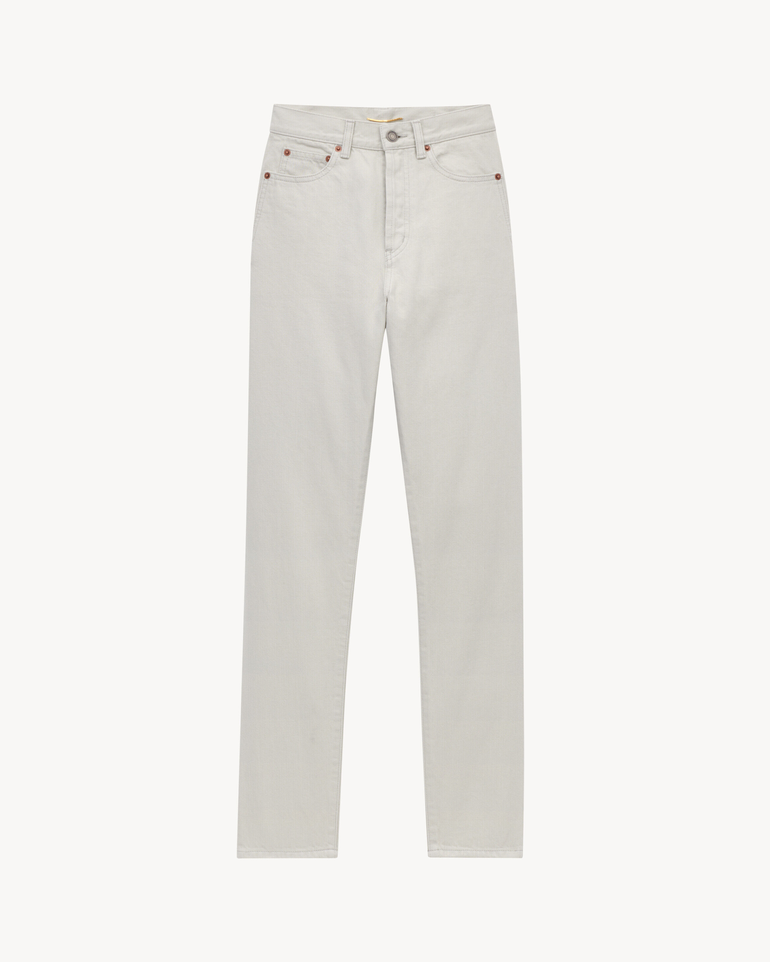 Saint Laurent - Vaqueros De Corte Ajustado En Denim Blanco Tiza - Blanco - Mujer - 34