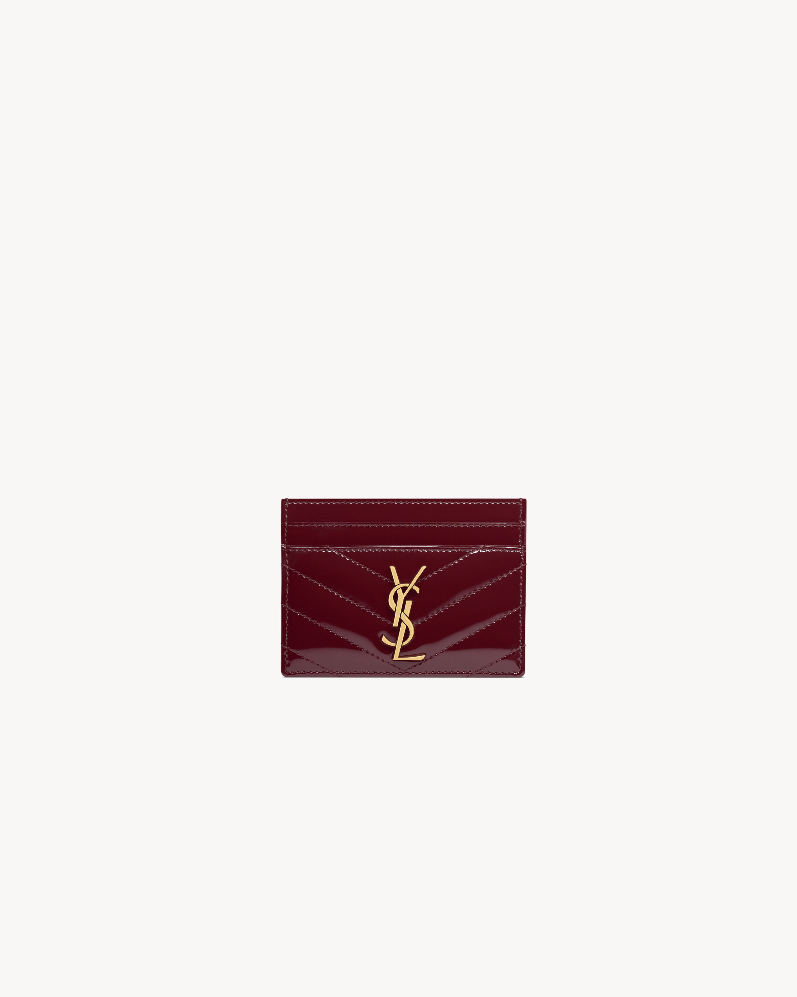 Saint Laurent Cassandre Matelassé Card Case In Patent Leather - Women