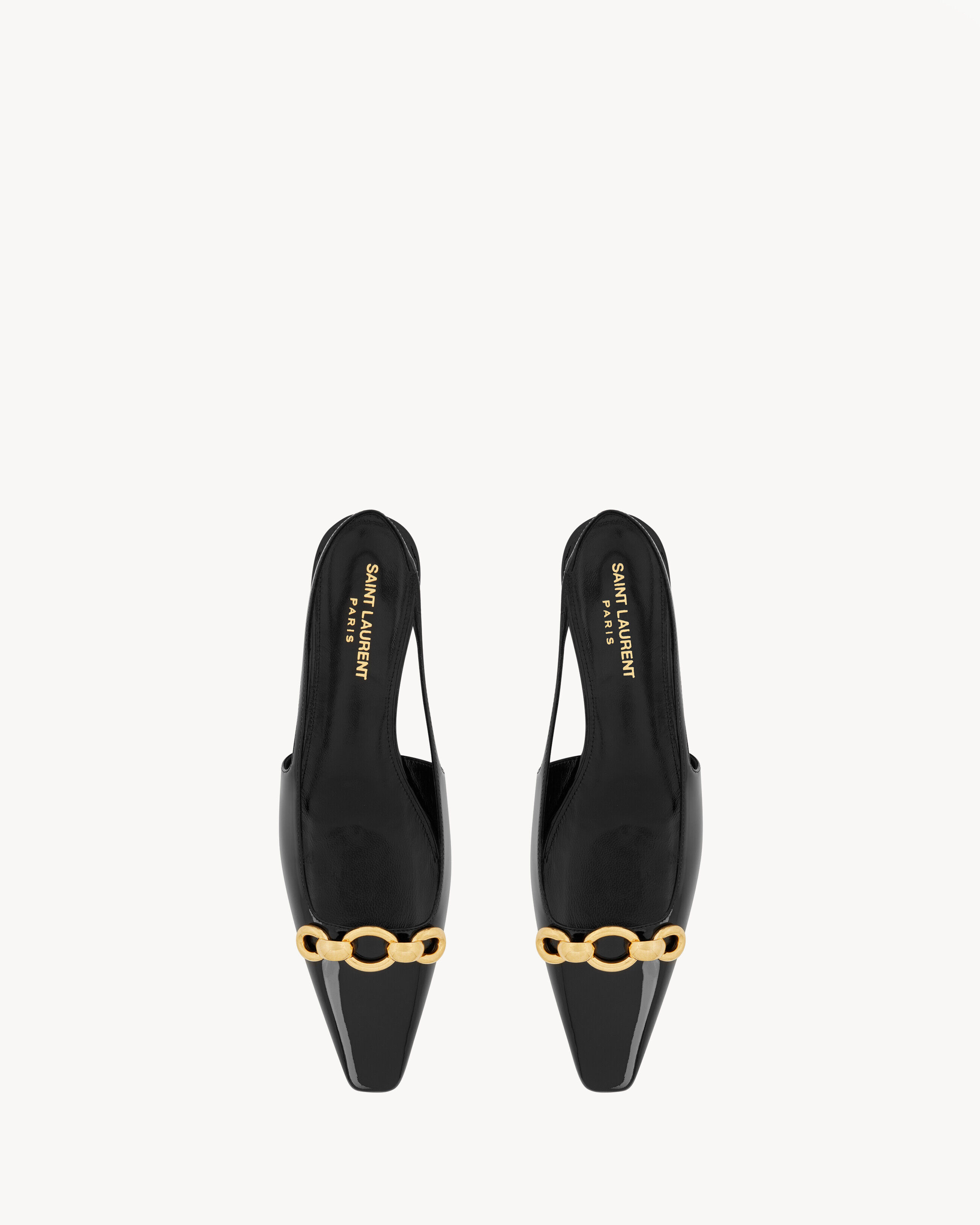 Saint Laurent Blade Slingback Flats In Patent Leather - Black - Women - 36