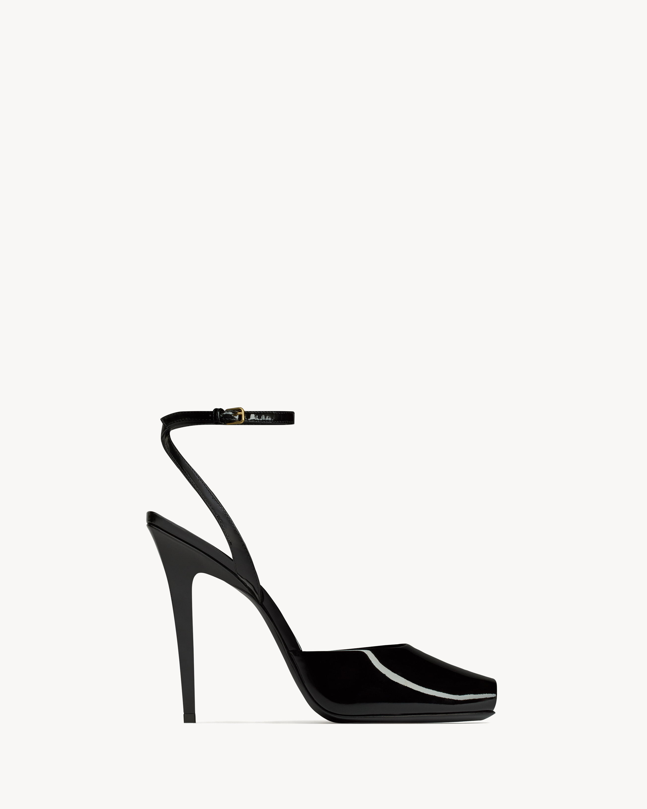Saint Laurent La Scandale Sandals In Patent Leather - Black - Women -
