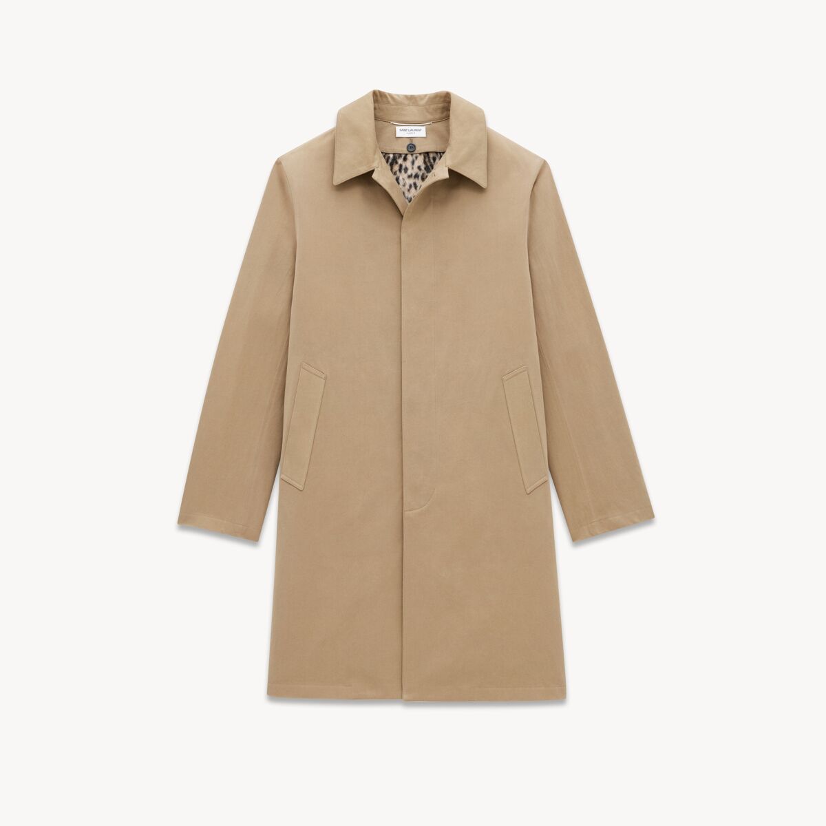Saint Laurent Mackintosh Coat In Cotton Gabardine - Beige - Men - 46