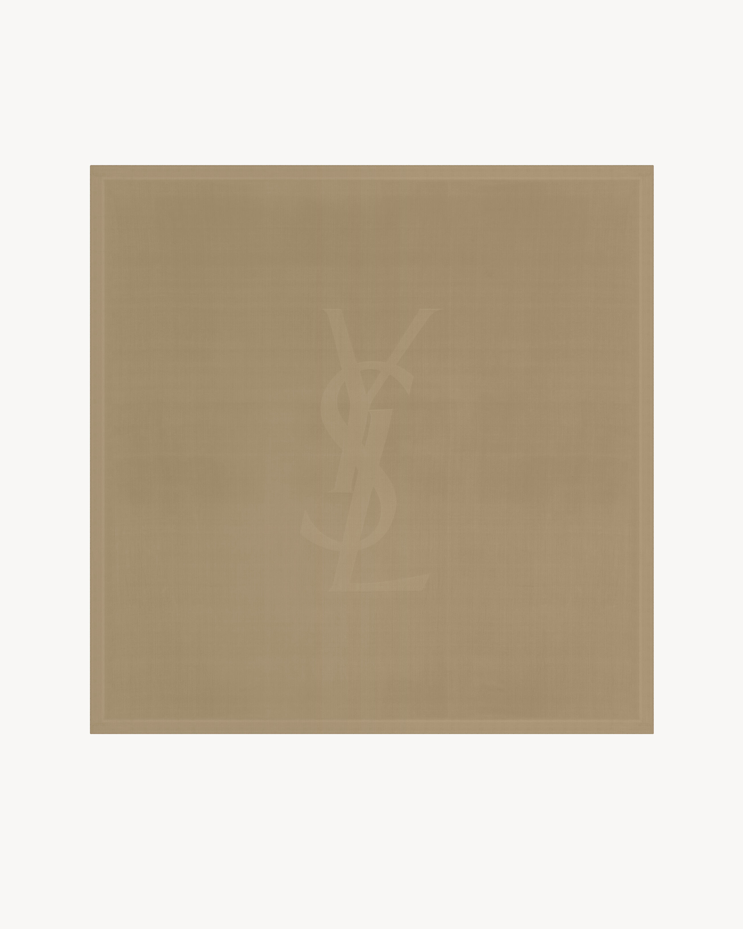 Saint Laurent Cassandre Square Scarf In Silk Charmeuse - Beige - Women