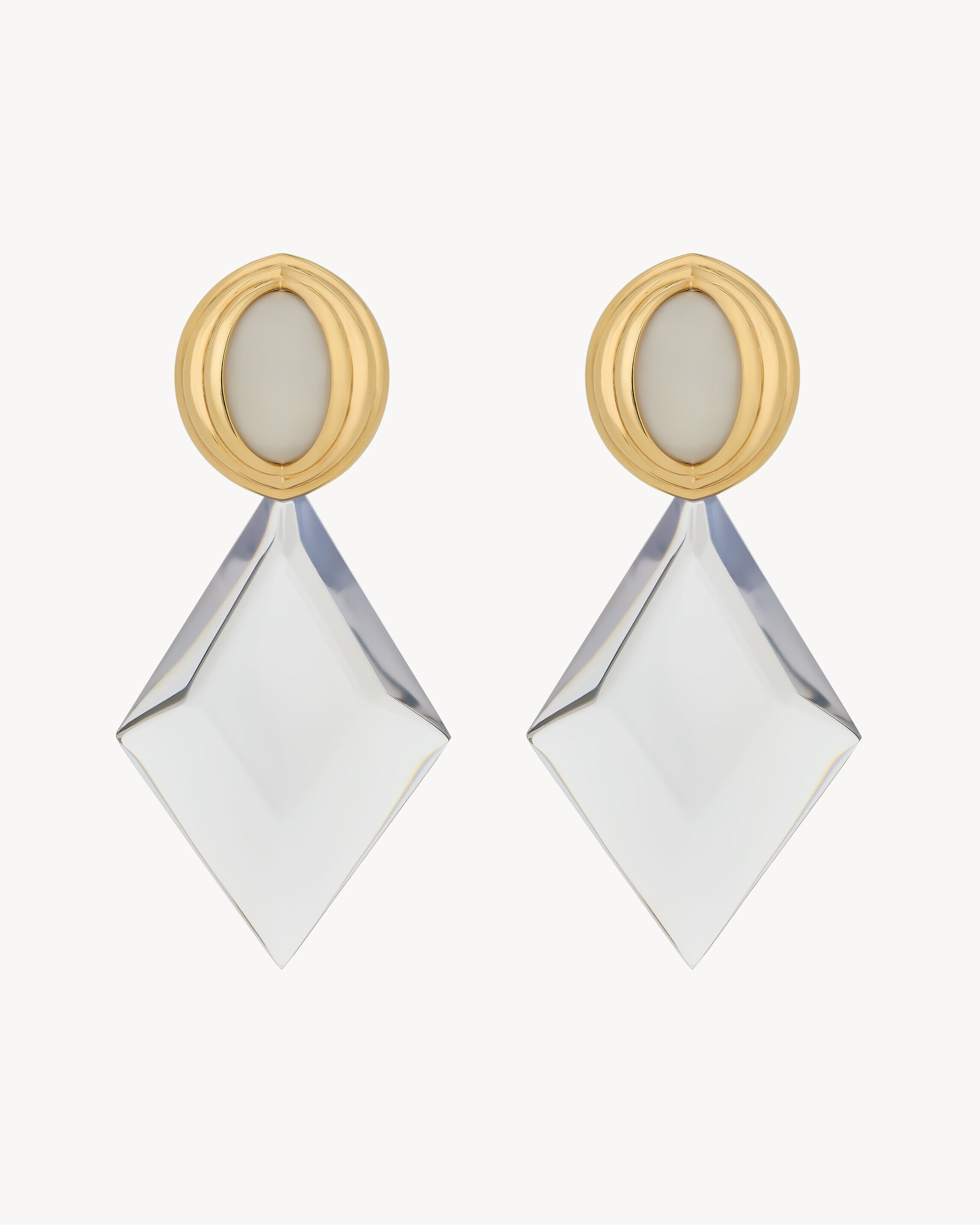 Saint Laurent Pyramid Earrings In Resin And Metal - Yellow/gold - Women