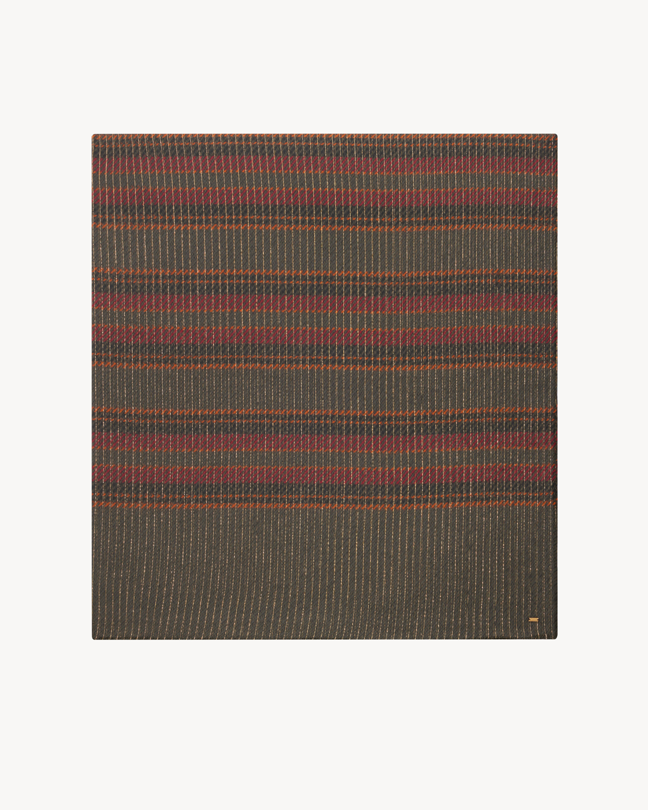 Saint Laurent Square Scarf In Striped Silk And Lurex - Amber - Women