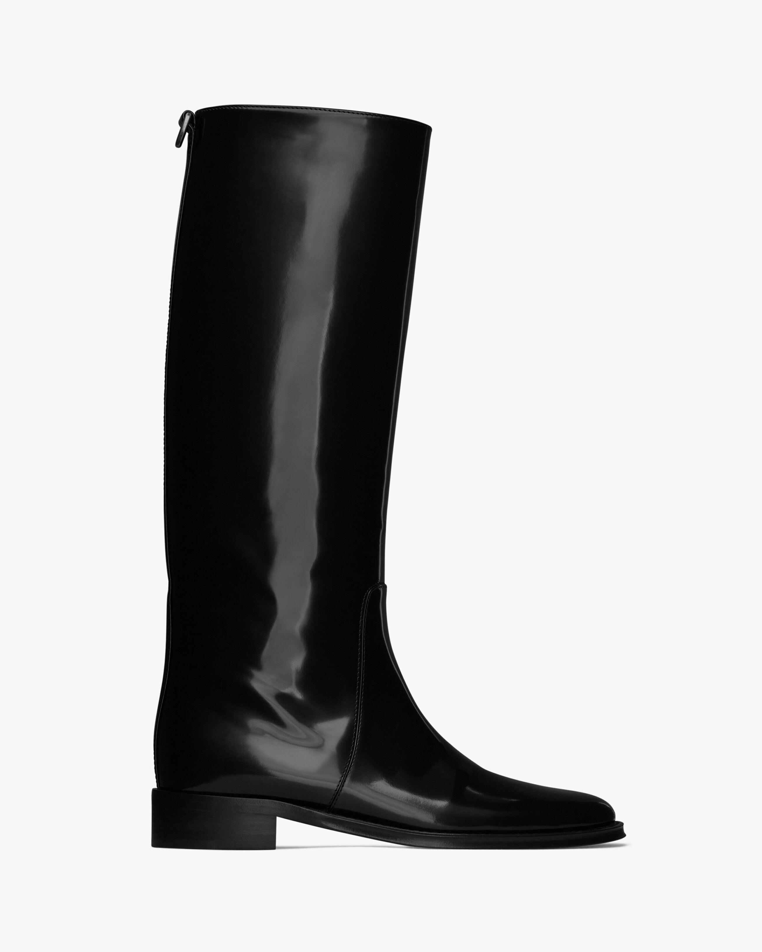 Saint Laurent Hunt Boots In Glazed Leather - Black - Women - 36