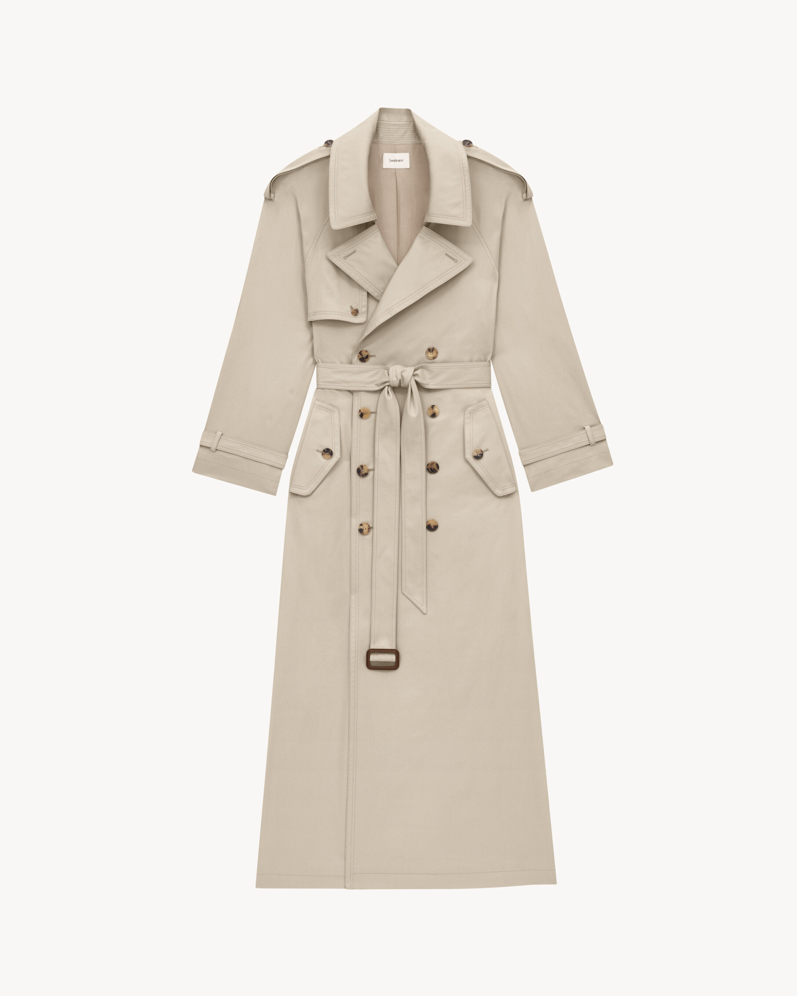 Saint Laurent Trench Coat In Cotton Twill - Beige - Women - 38