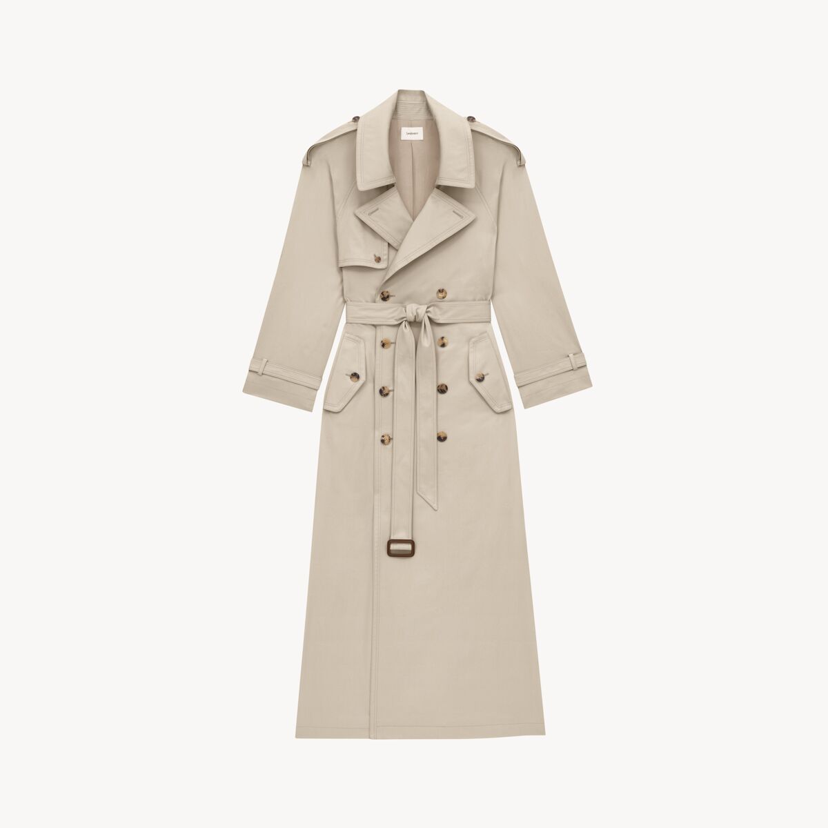 Saint Laurent Trench Coat In Cotton Twill - Beige - Women - 40