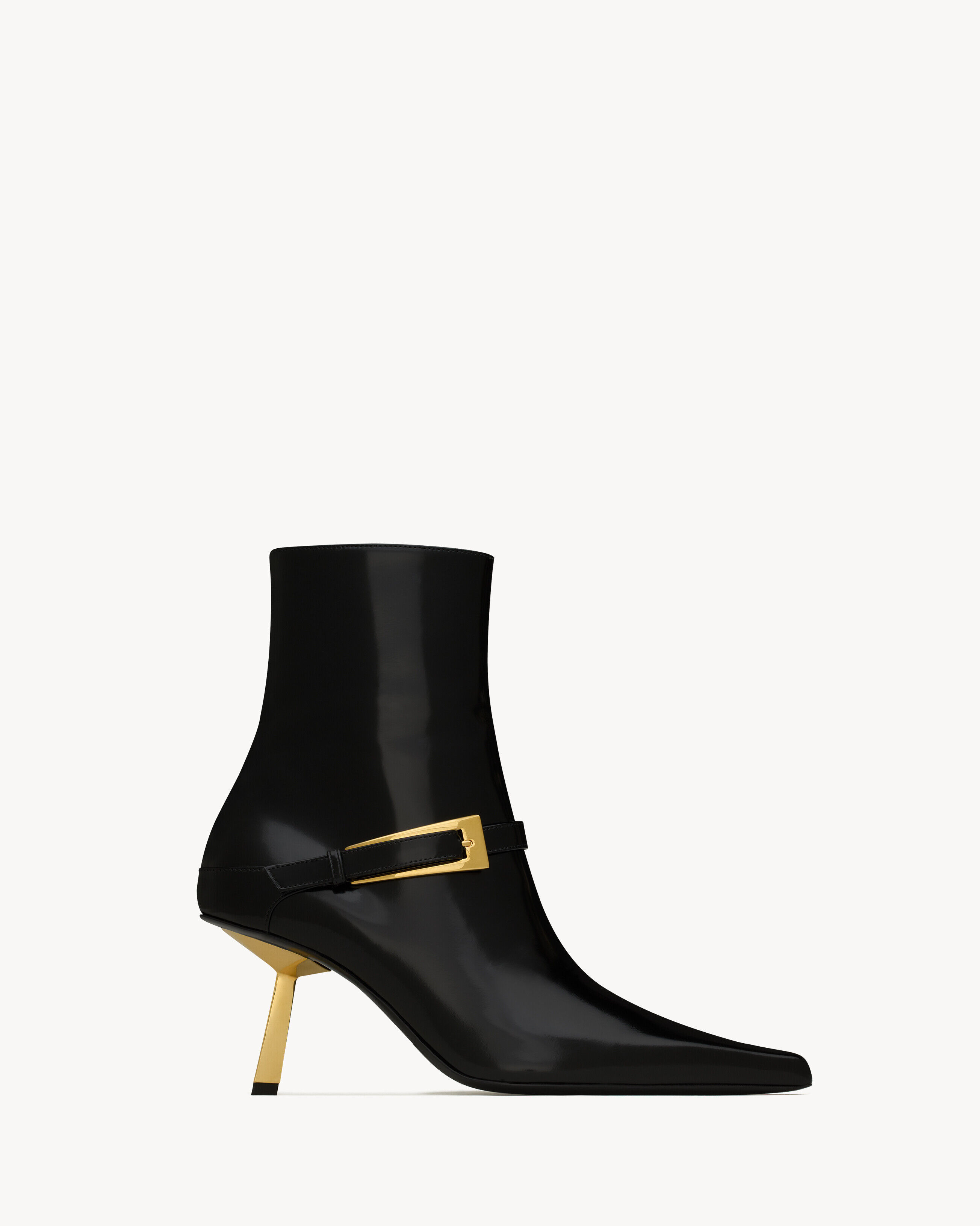 Saint Laurent Lee Booties In Glazed Leather - Black - Women - 36.5