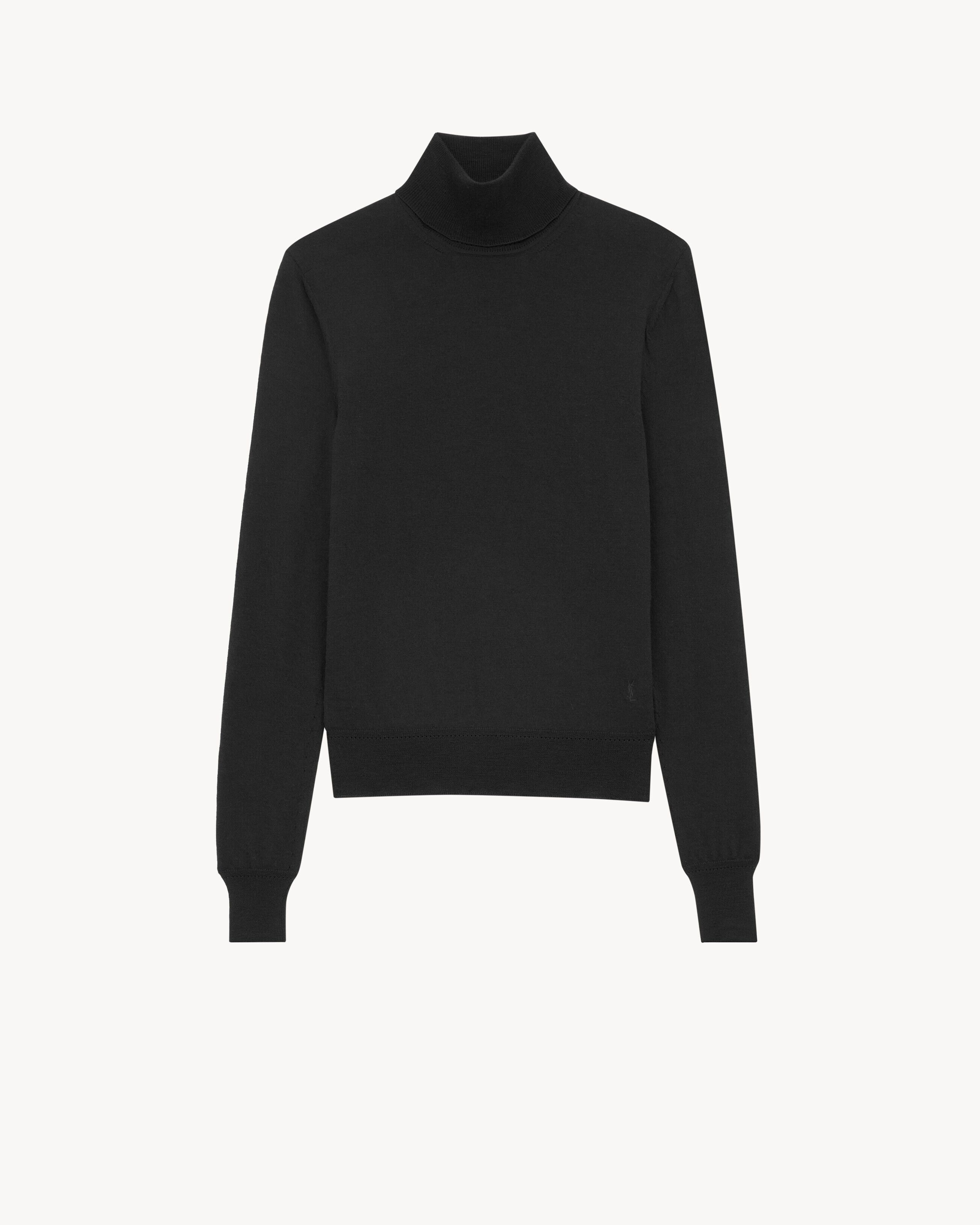 Saint Laurent Pullover Dolcevita Cassandre In Lana - Nero - Donna - L
