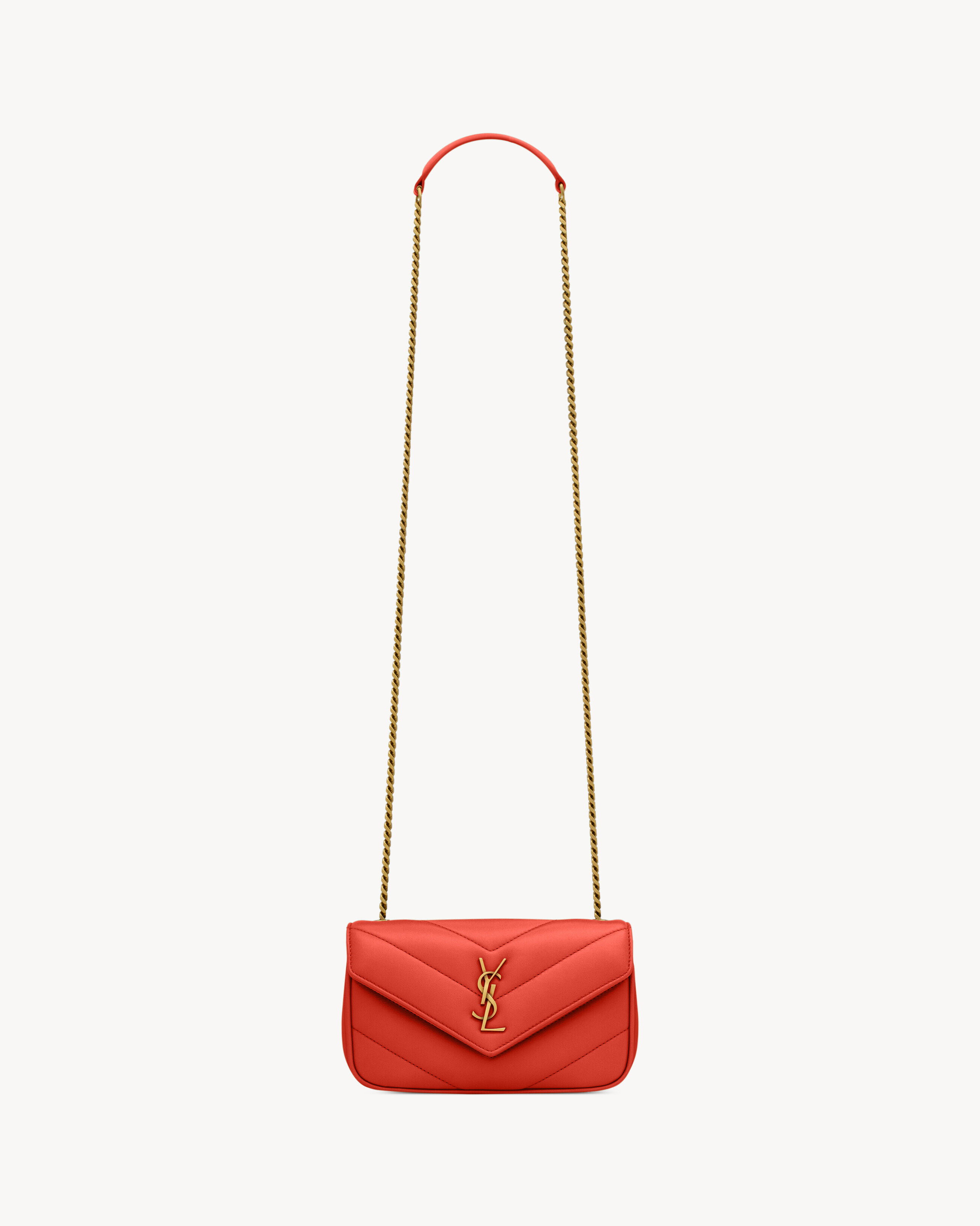 Saint Laurent Loulou Mini In Lambskin - Orange - Women