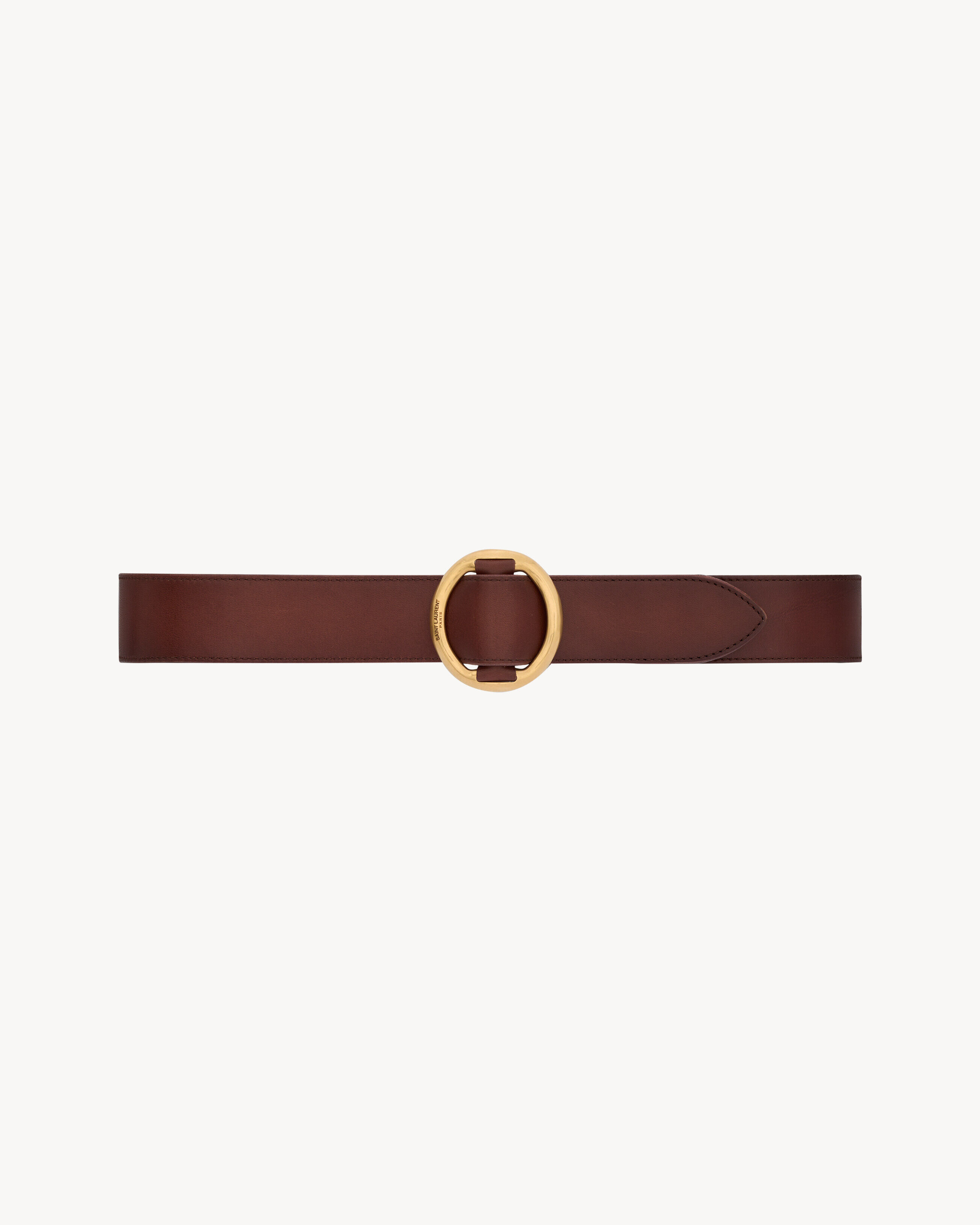 Saint Laurent Oval Buckle Belt In Leather - Amber - Women - 100