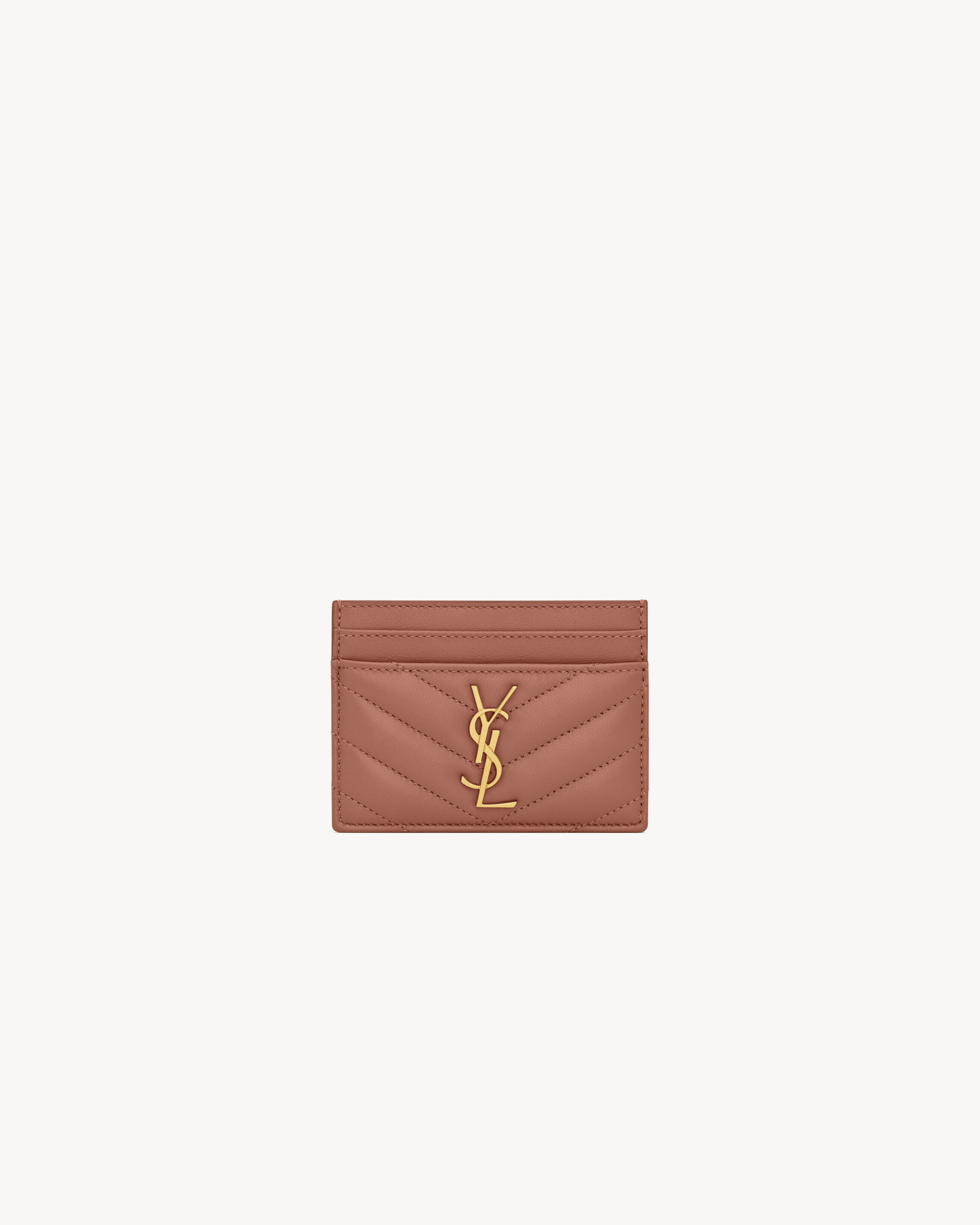 Saint Laurent Cassandre Card Case In Lambskin - Pink - Women
