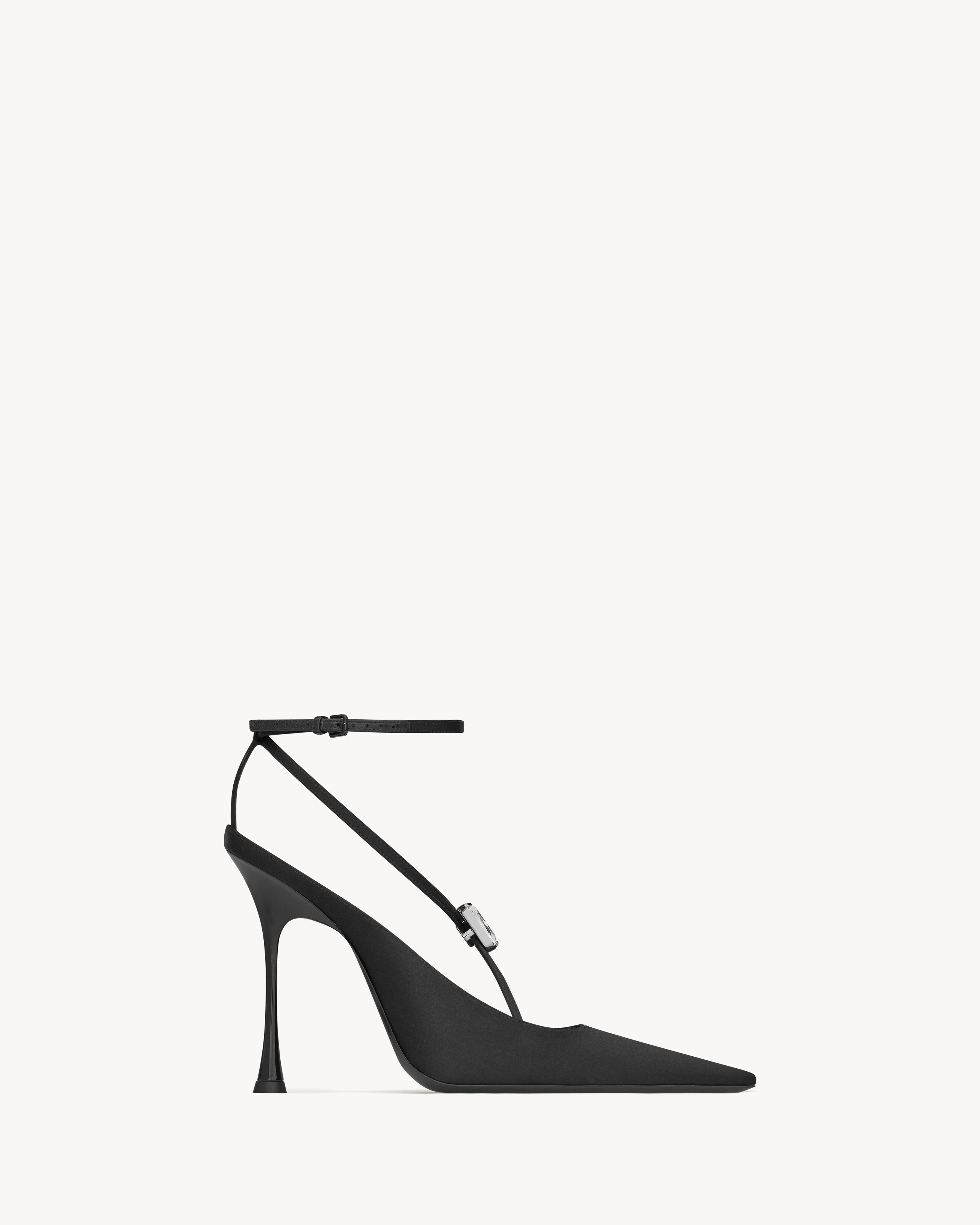 Saint Laurent Harlow Pumps In Satin Crepe And Crystals - Black - Women - 36.5