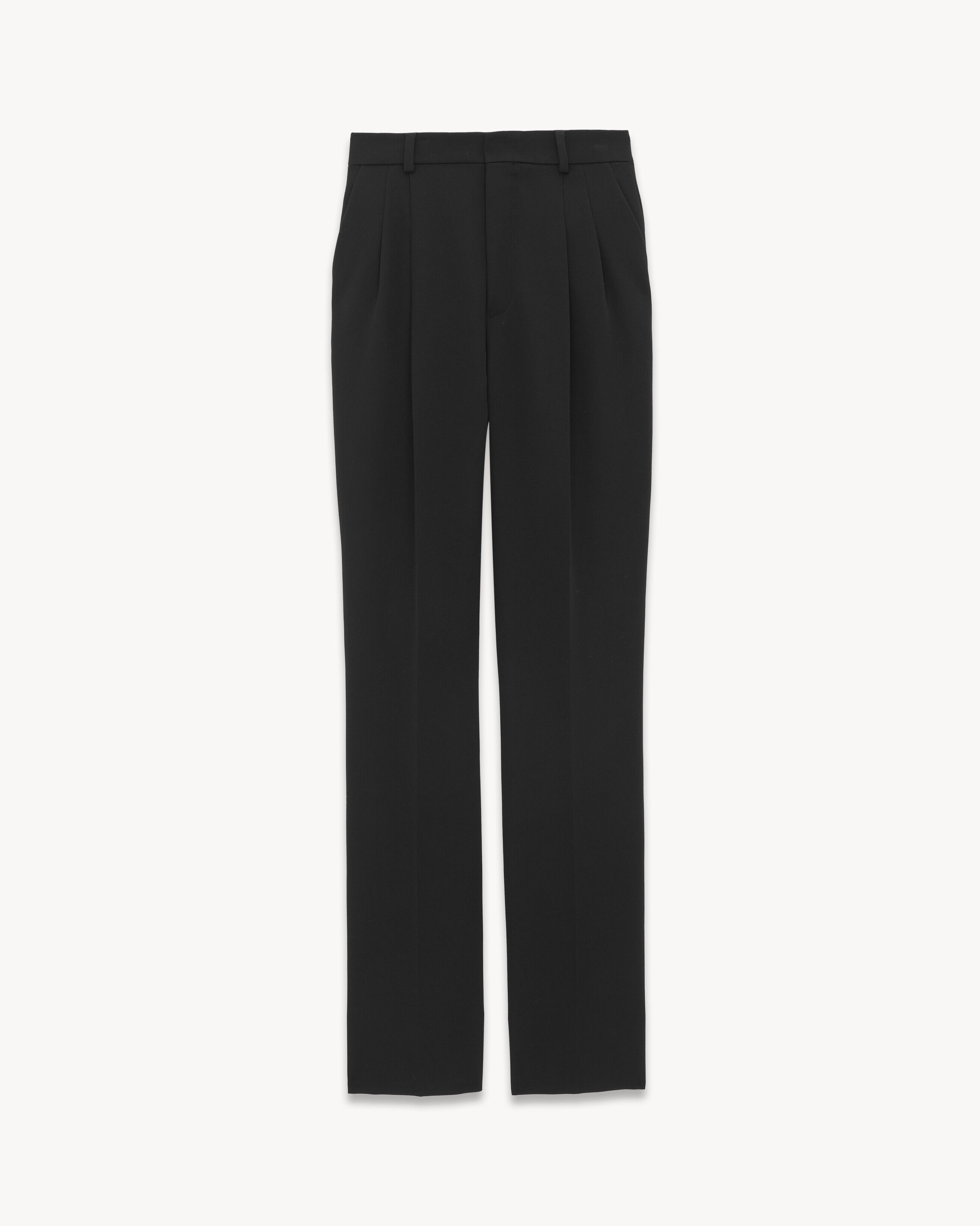 Saint Laurent Pantaloni A Vita Alta In Grain De Poudre - Nero - One Sizeomo - 48
