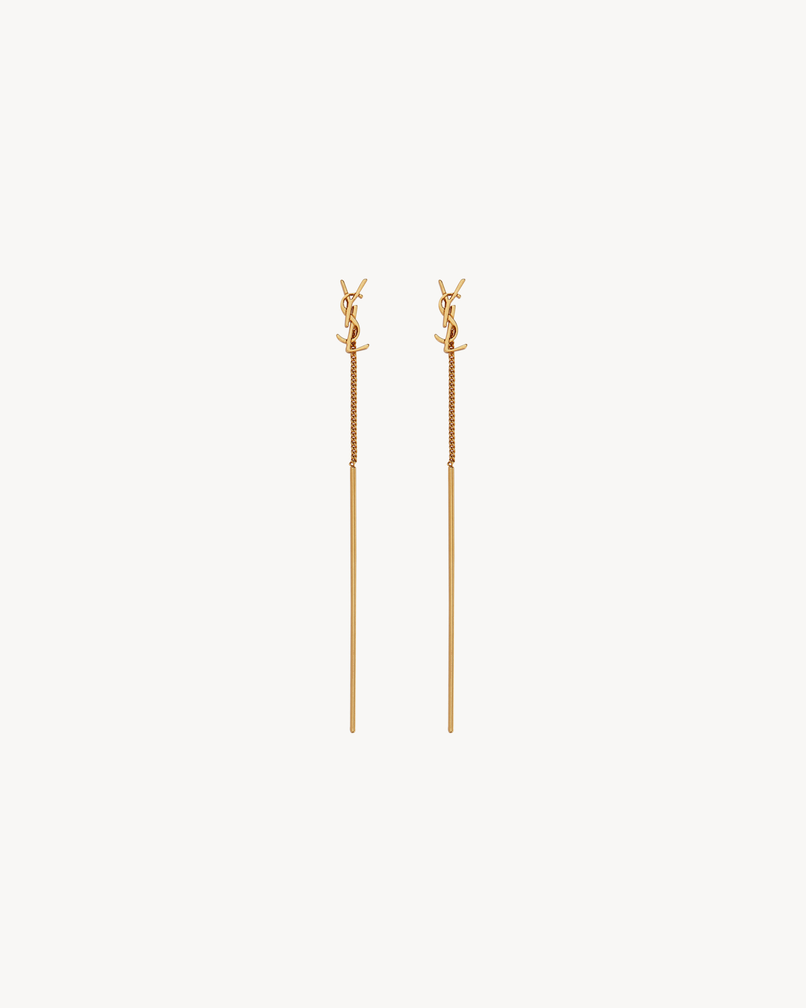 Saint Laurent Cassandre Threader Earrings In Metal - Yellow/gold - Women