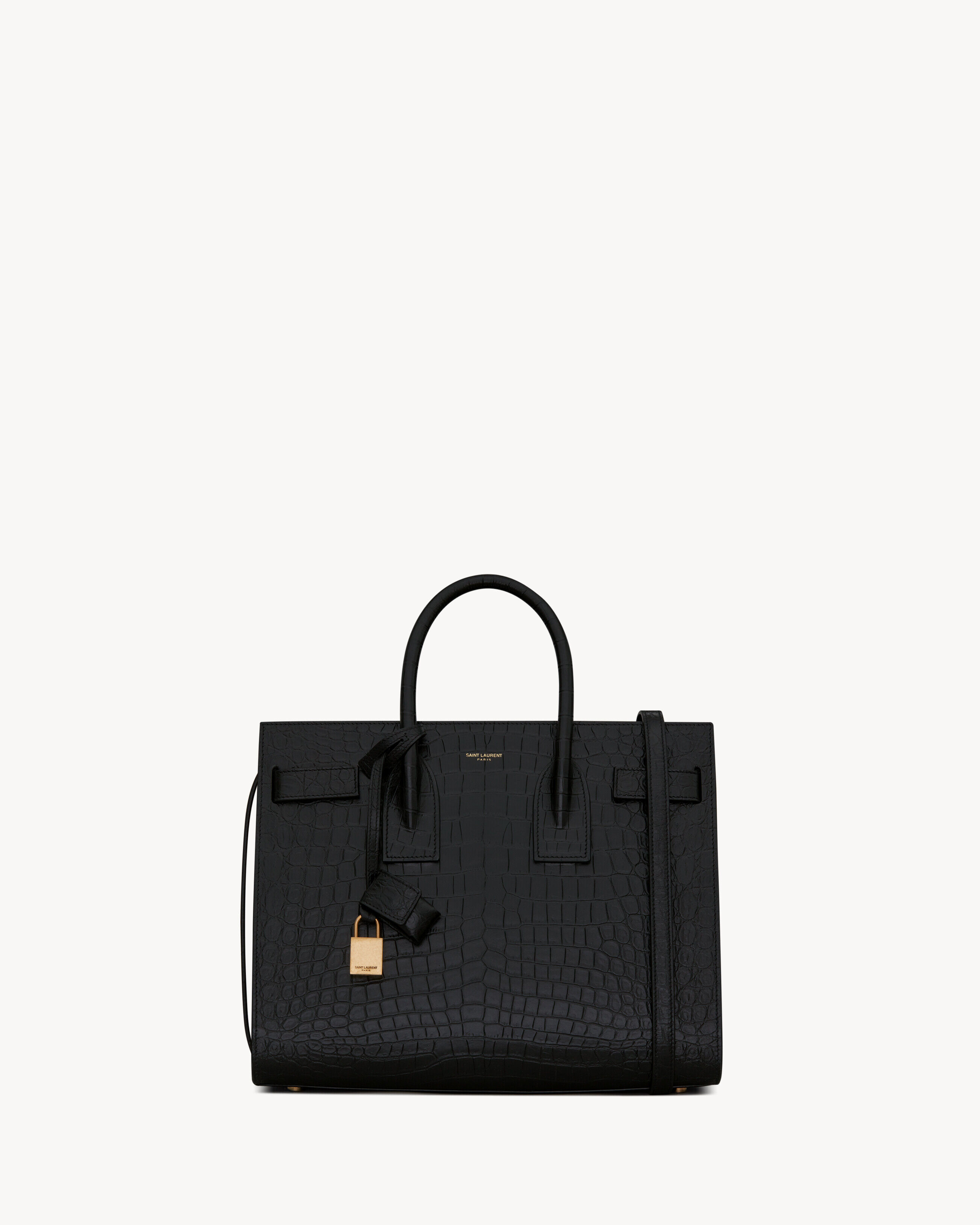 Saint Laurent Sac De Jour In Embossed Crocodile Leather - Small - Black - Women