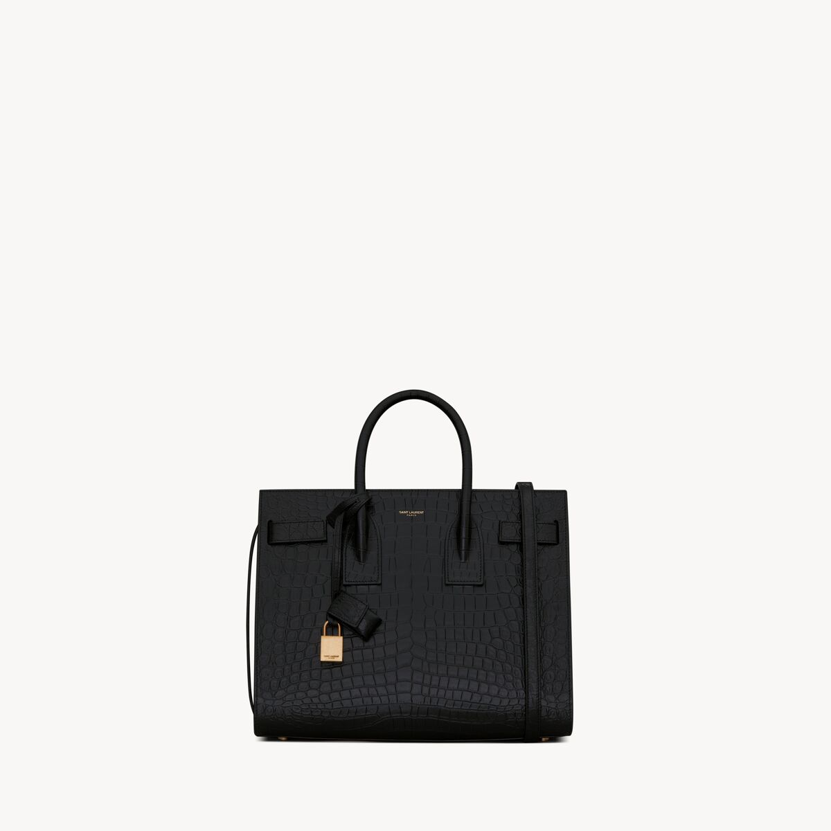 Saint Laurent Sac De Jour In Pelle Goffrata Coccodrillo - Small - Nero - Donna
