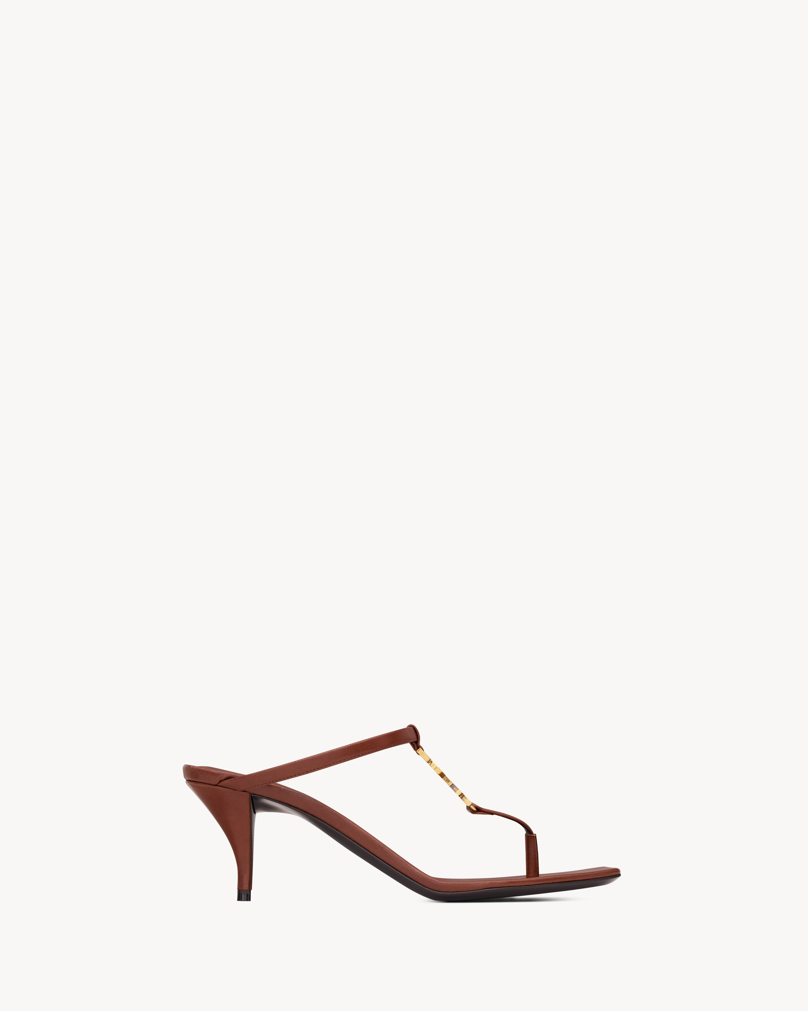 Saint Laurent Cassandra Sandals In Smooth Leather - Amber - Women - 35