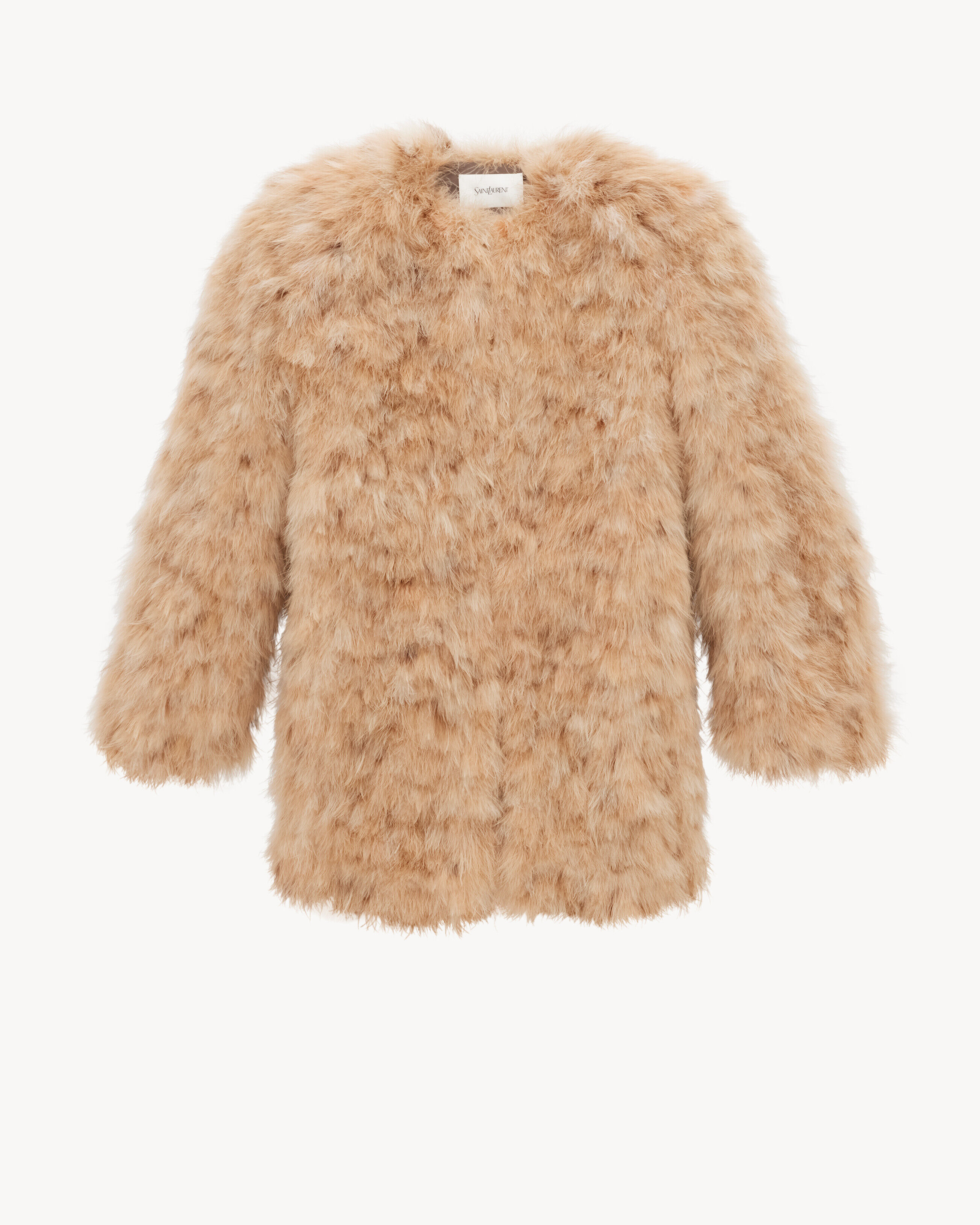 Saint Laurent Cappotto Di Piume E Marabou - Beige - Donna - 36