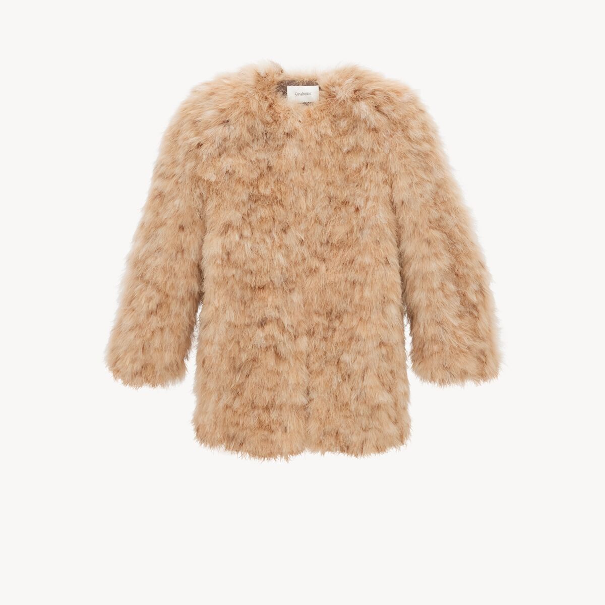 Saint Laurent Feather Coat In Marabou - Beige - Women - 36