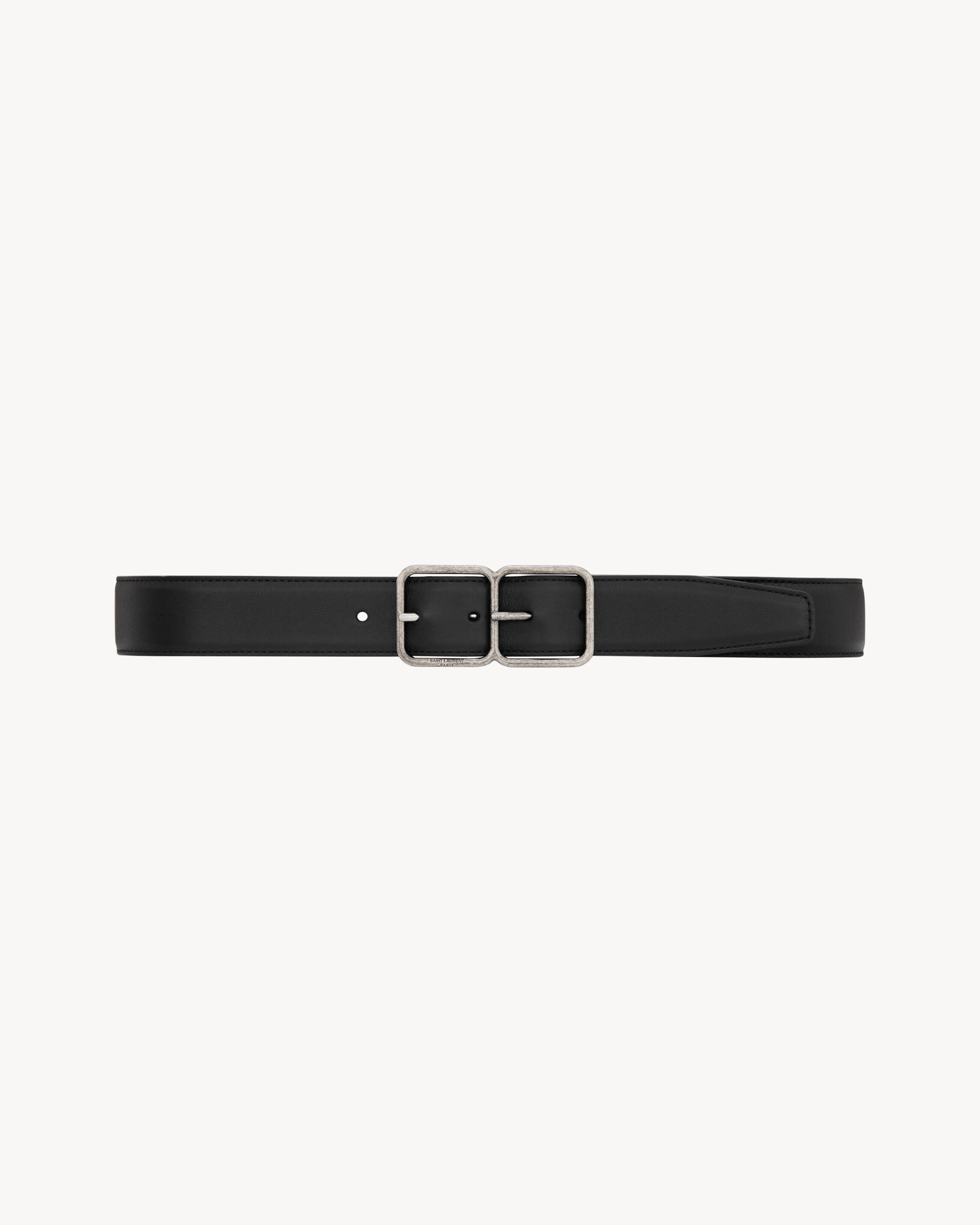 Saint Laurent Double Frame Belt In Lacquered Leather - Black - Men - 90