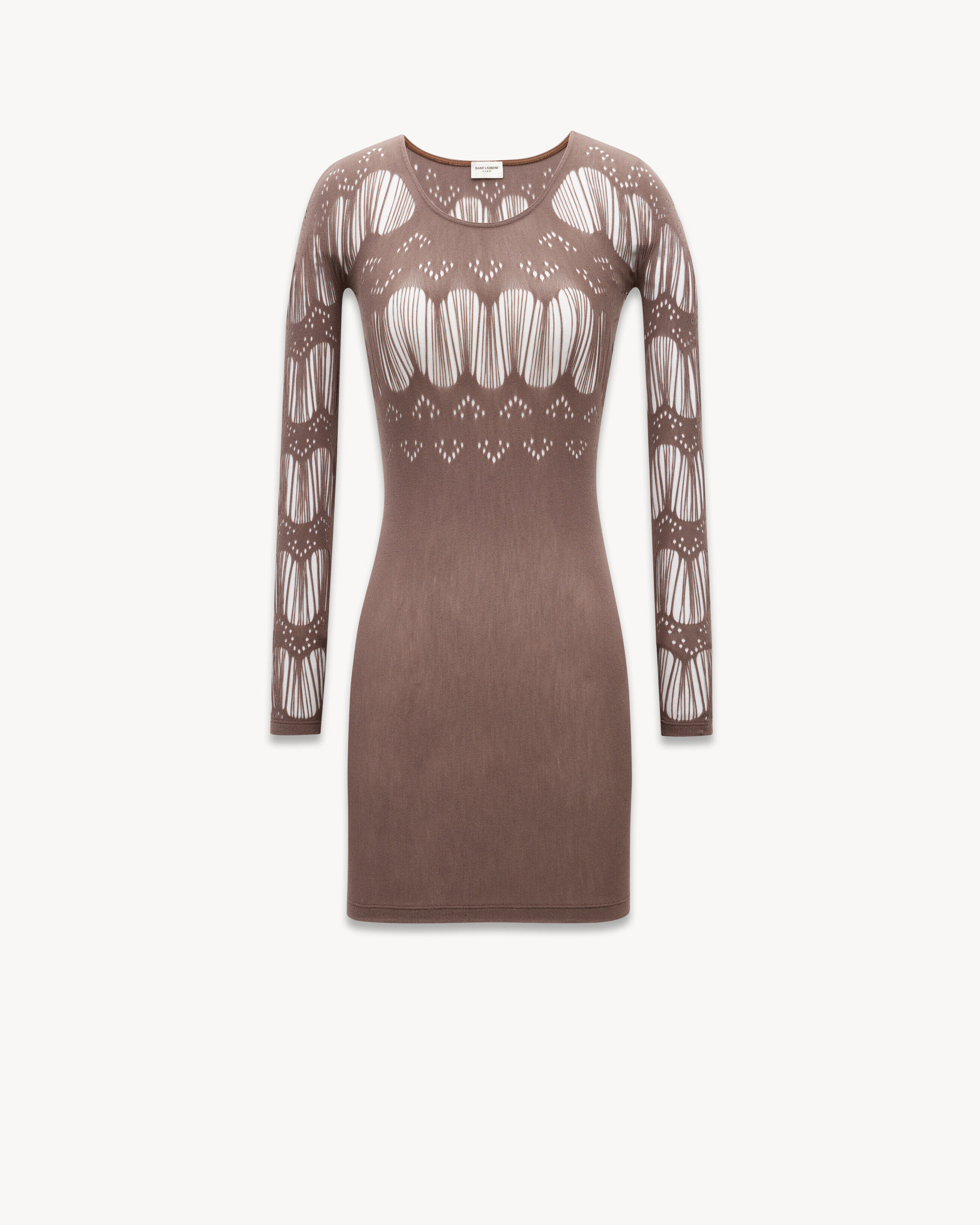 Saint Laurent Dress In Ladder-Knit Jersey - Amber - Women - S