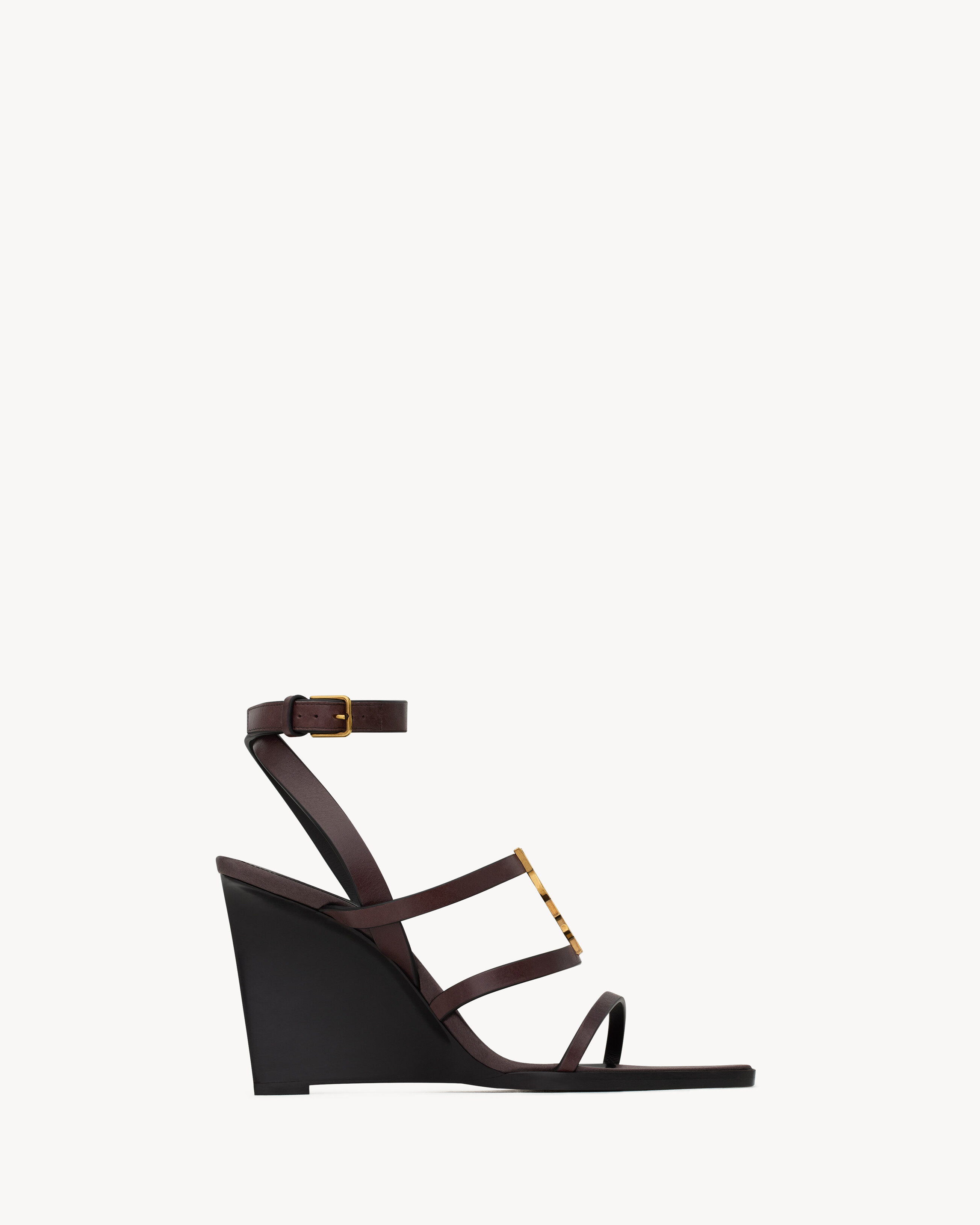 Saint Laurent Cassandra Wedges In Smooth Leather - Amber - Women - 40.5