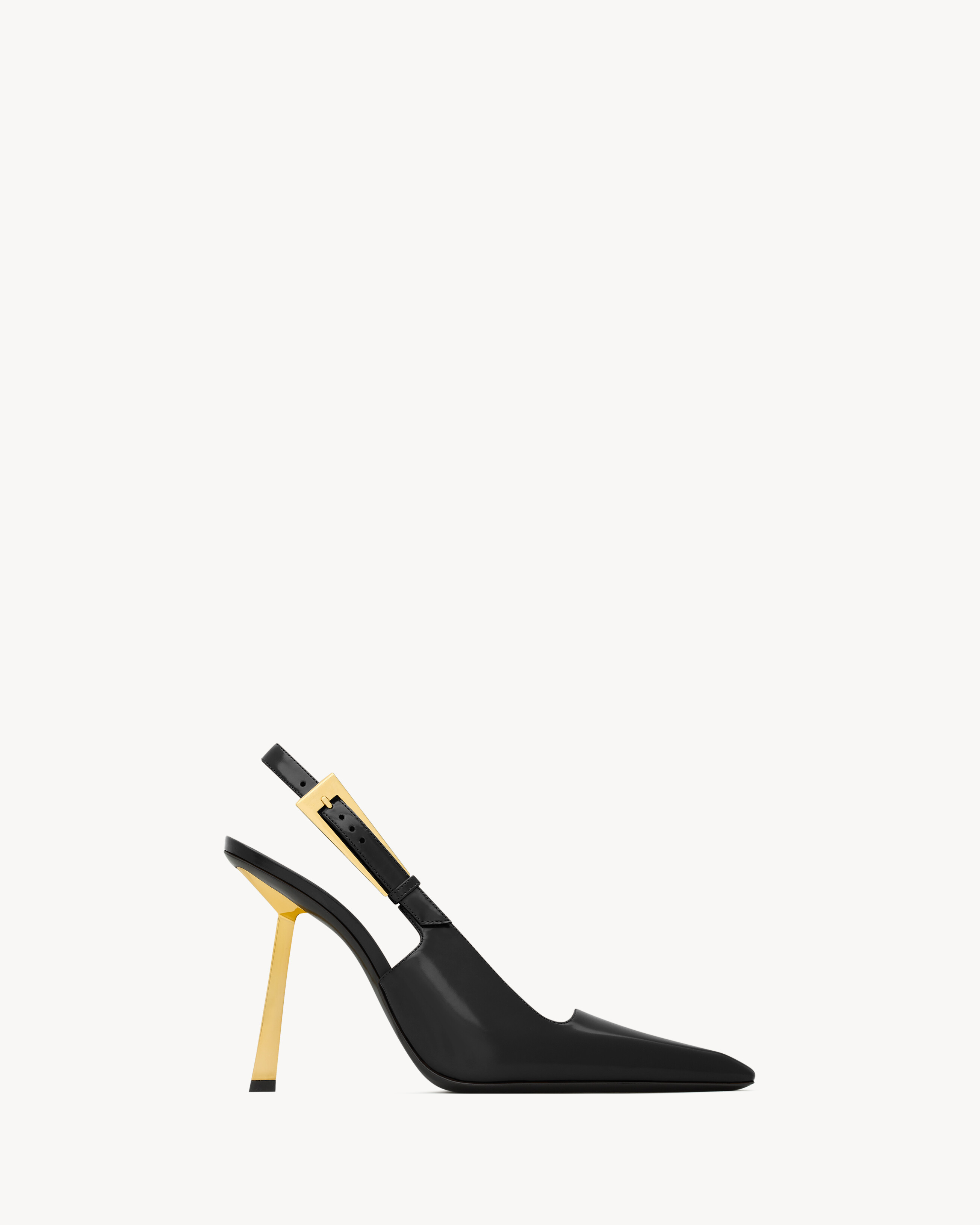 Saint Laurent Lee Slingback Pumps In Glazed Leather - Black - Women - 37.5