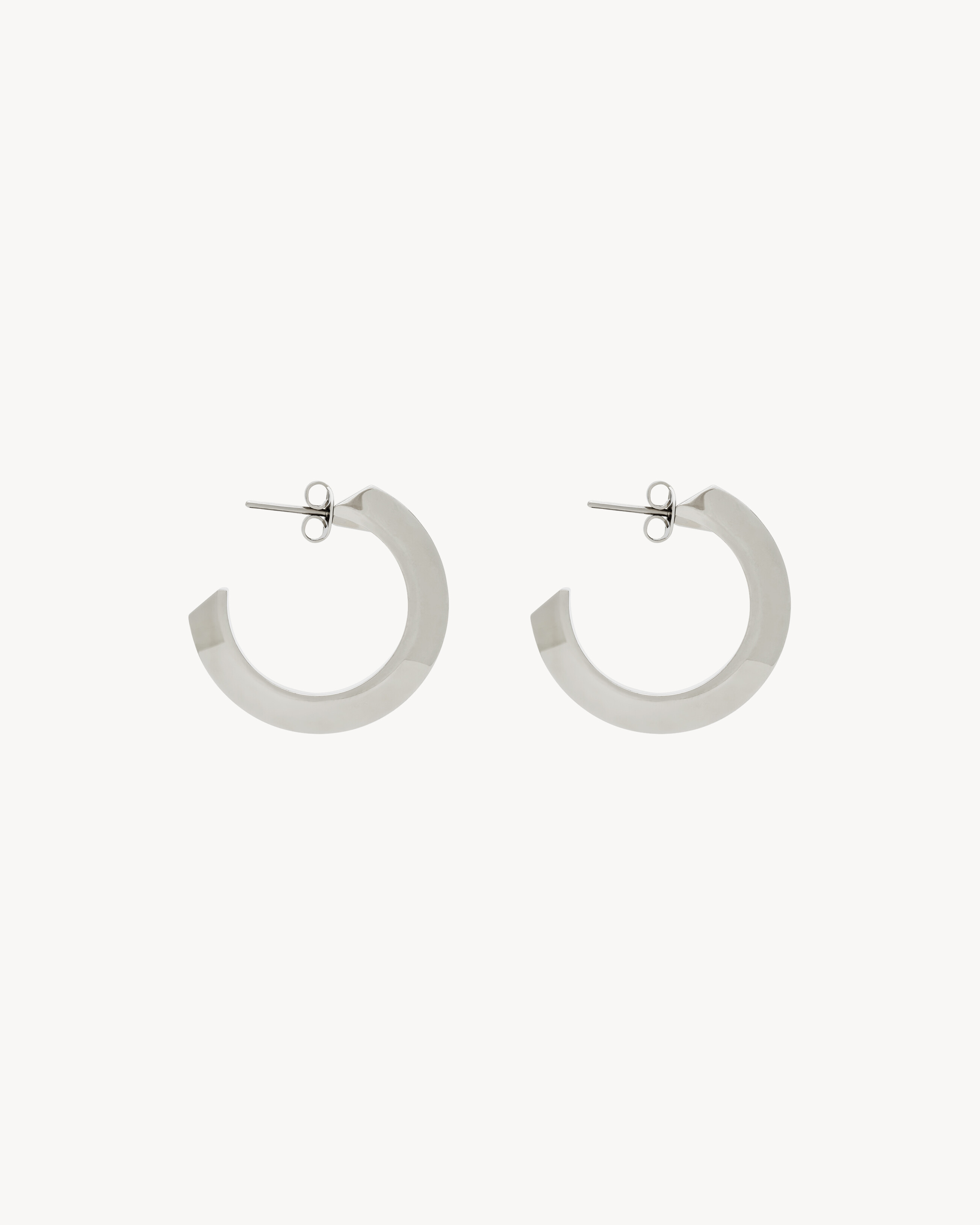 Saint Laurent Thick Hoop Earrings In Metal - Silver - Women
