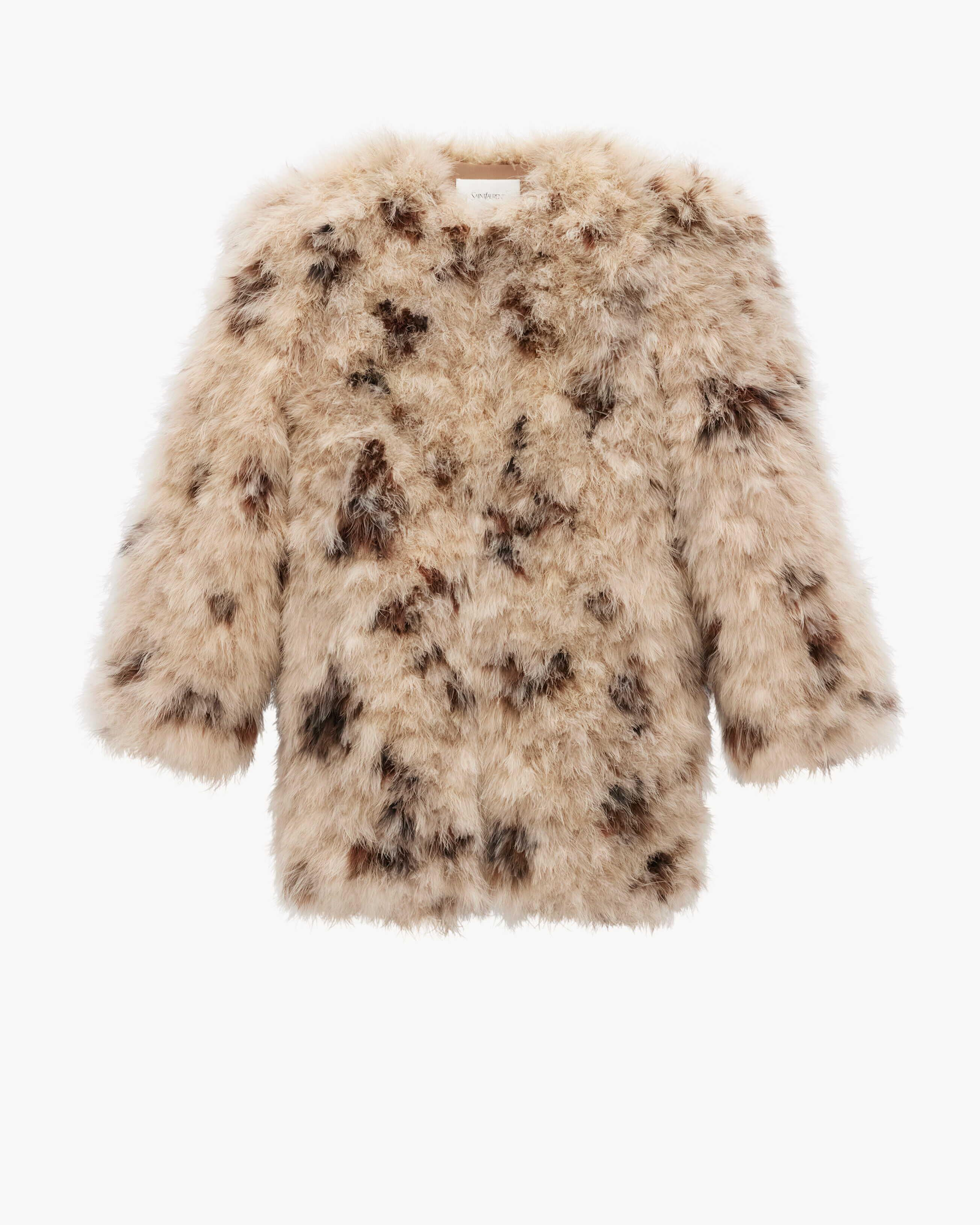 Saint Laurent Feather Coat In Marabou - Beige - Women - 40