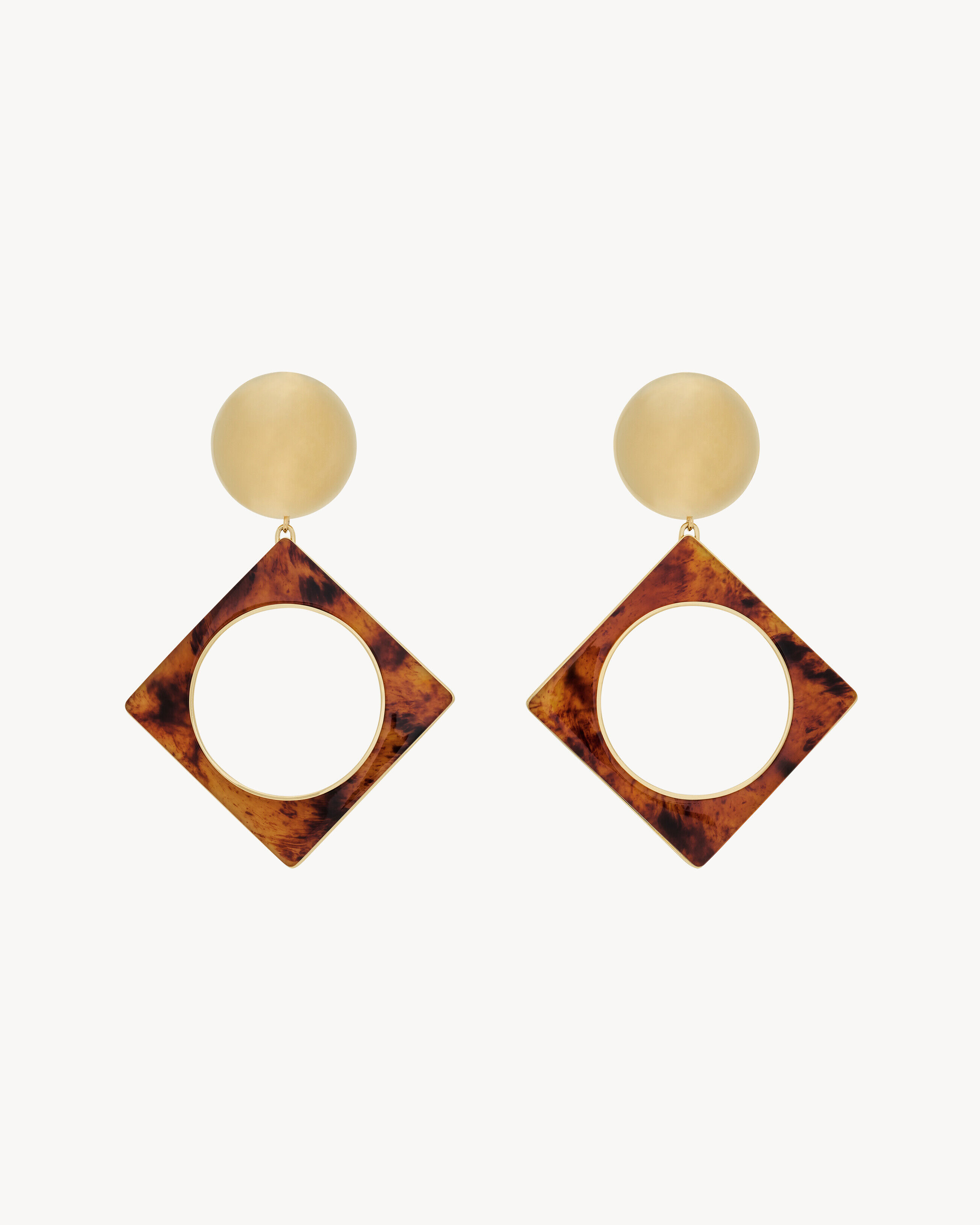 Saint Laurent Geometric Earrings In Resin And Metal - Yellow/gold - Women