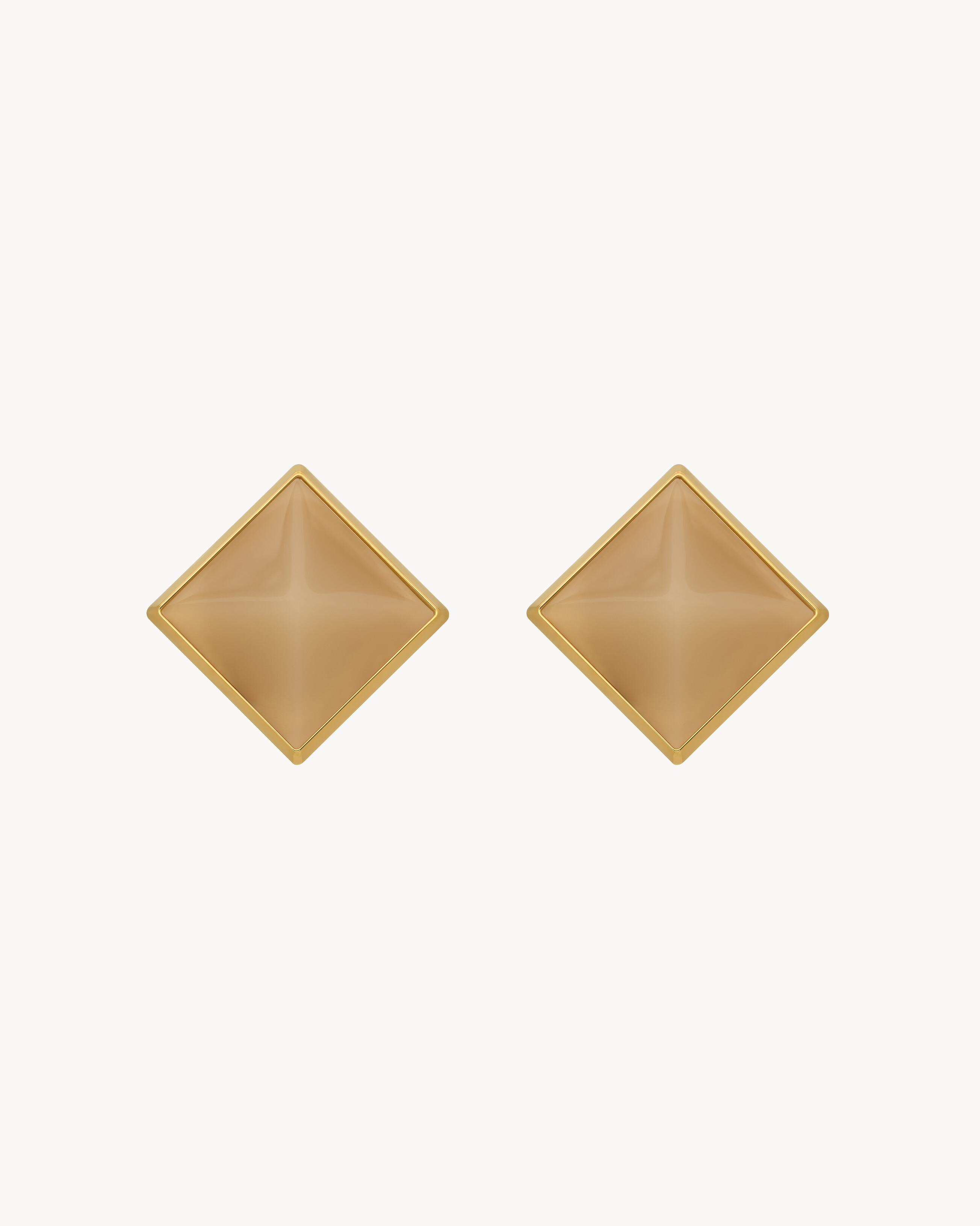 Saint Laurent Pyramid Earrings In Resin And Metal - Yellow/gold - Women