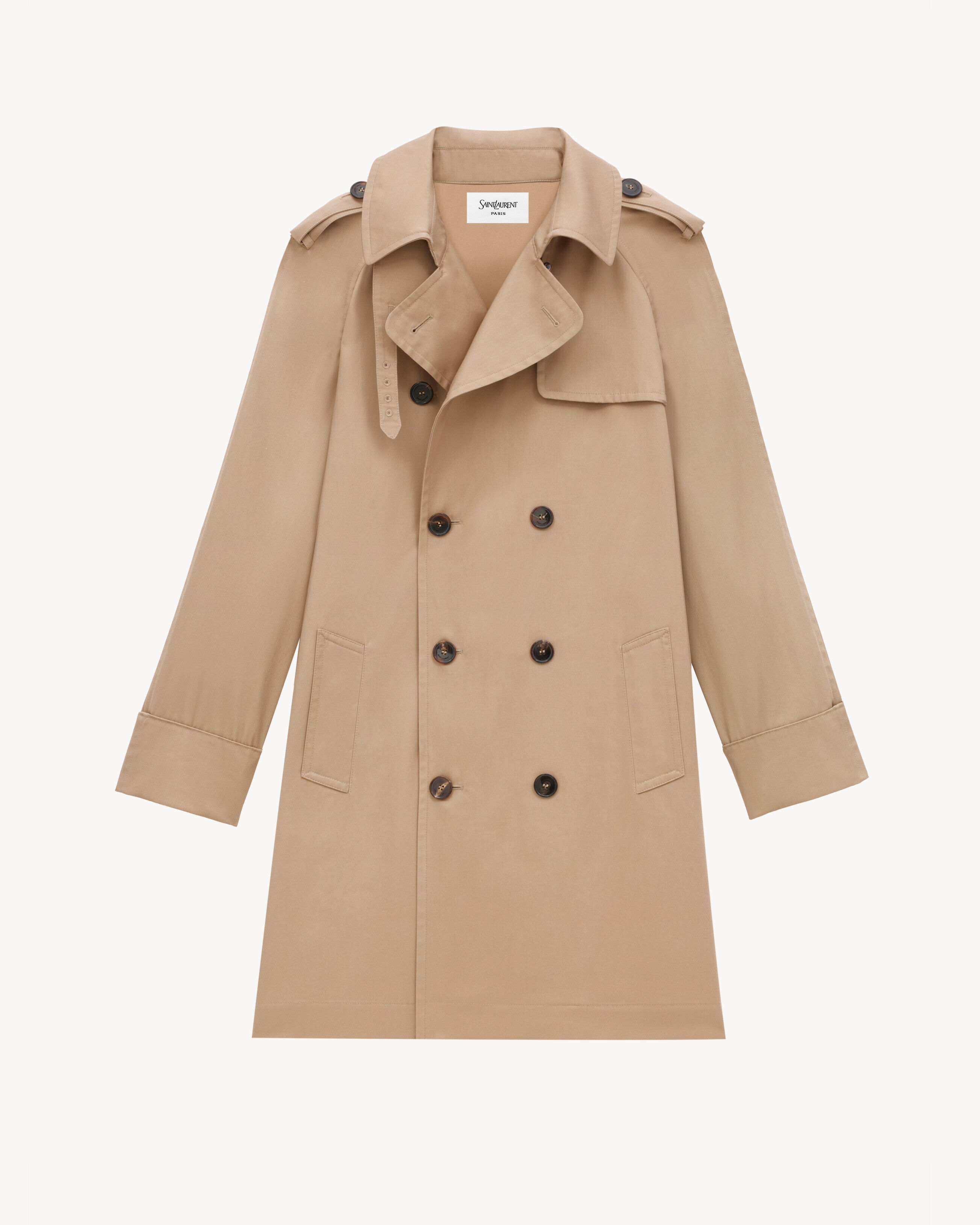 Saint Laurent Trench En Gabardine - Beige - Homme - 44
