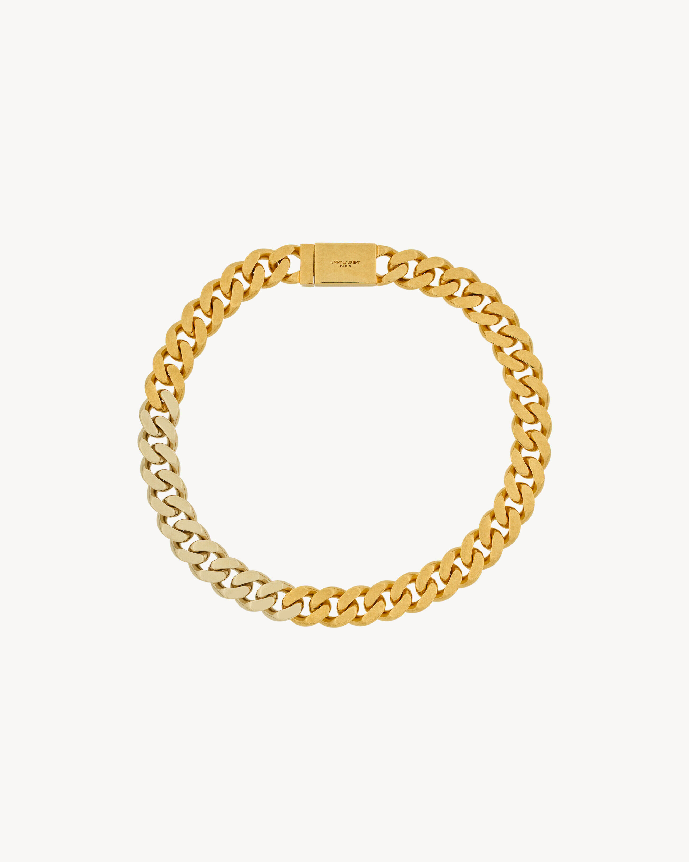 Saint Laurent Two-Tone Chain Necklace In Metal - Yellow/gold - Women - M