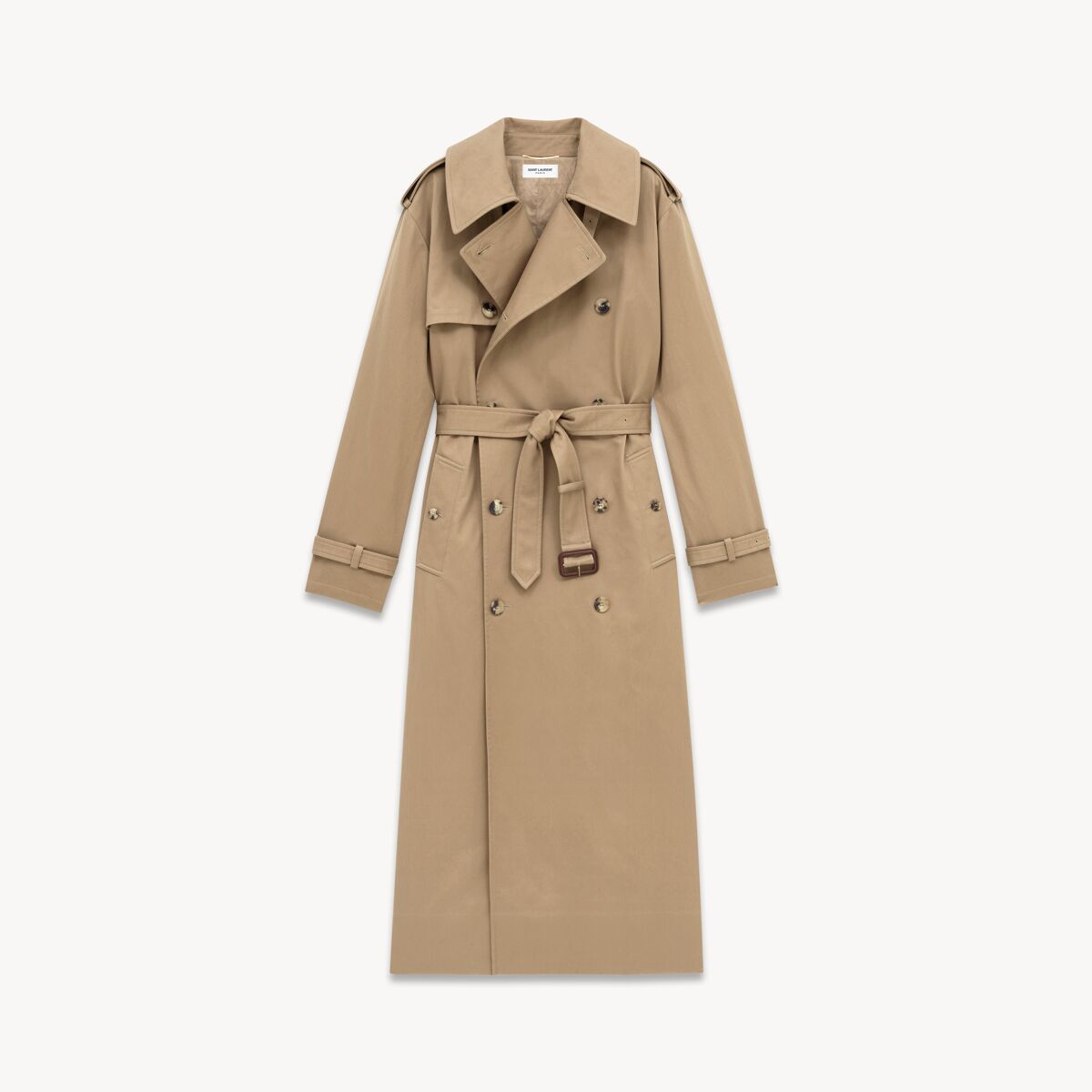Saint Laurent Trench Coat In Cotton Serge - Beige - Women - 38