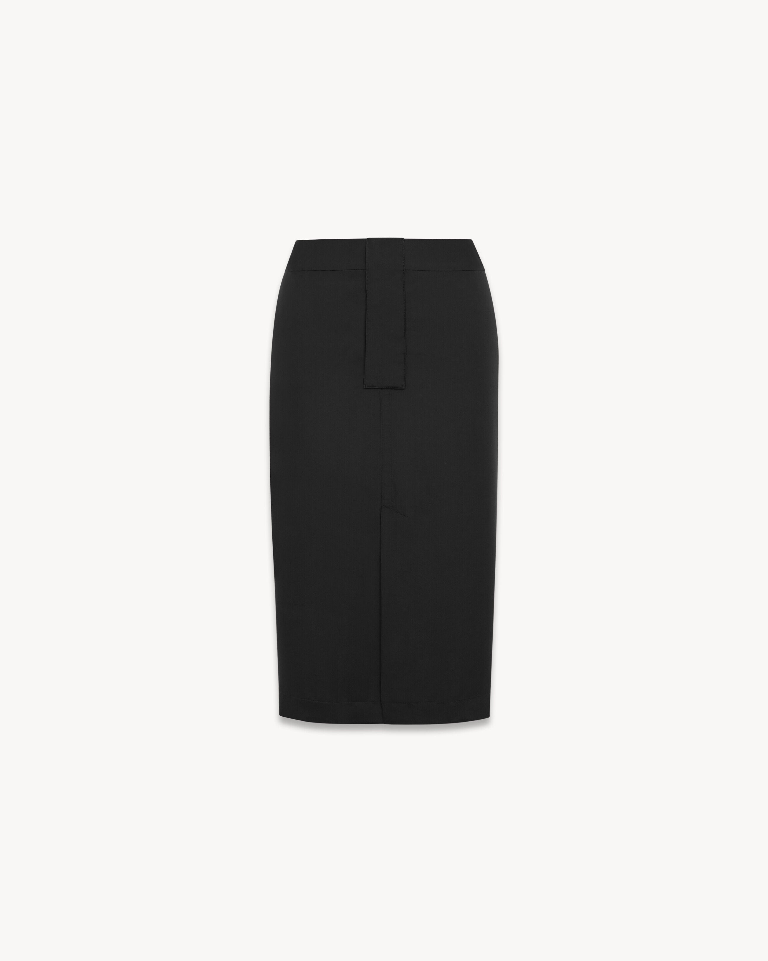 Saint Laurent - Falda Lápiz De Crepé De Seda China - Negro - Mujer - 38
