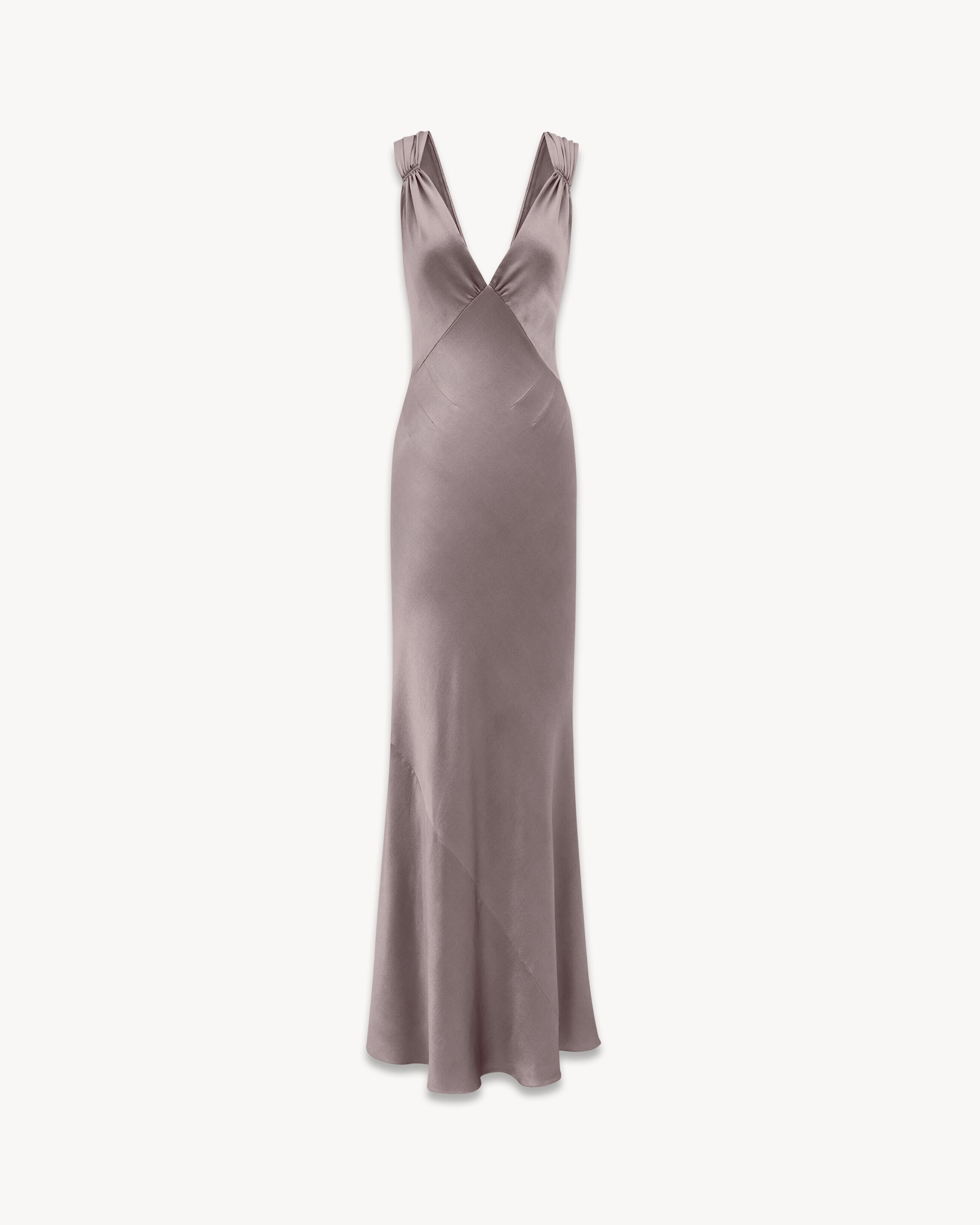 Saint Laurent Cross-Back Dress In Silk Satin - Amber - Women - 40