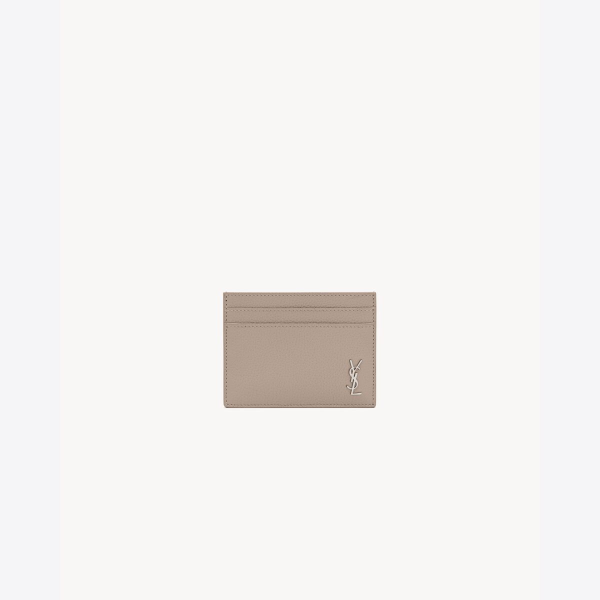 Saint Laurent Tiny Cassandre Card Case In Grained Leather - Amber - Men