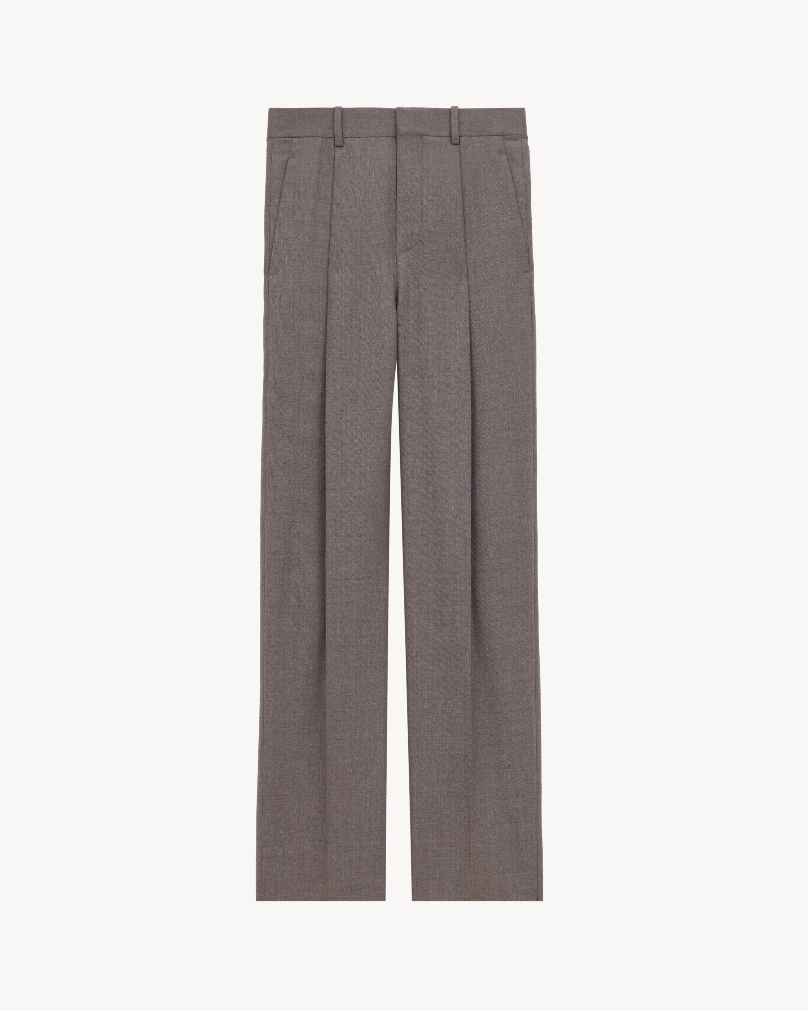 Saint Laurent High-Waisted Pants In Wool Chiné - Beige - Men - 54
