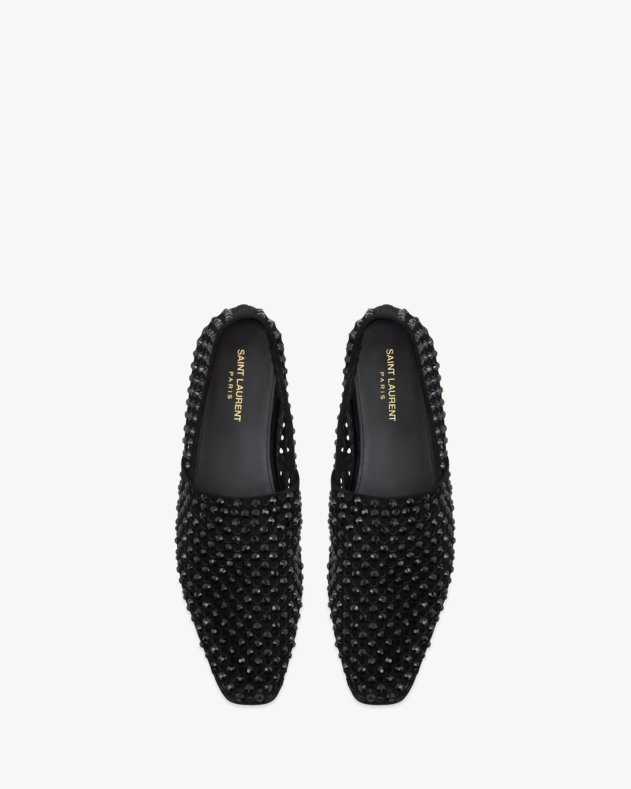 Saint Laurent Jacques Slippers In Rhinestone Leather - Black - Men - 44