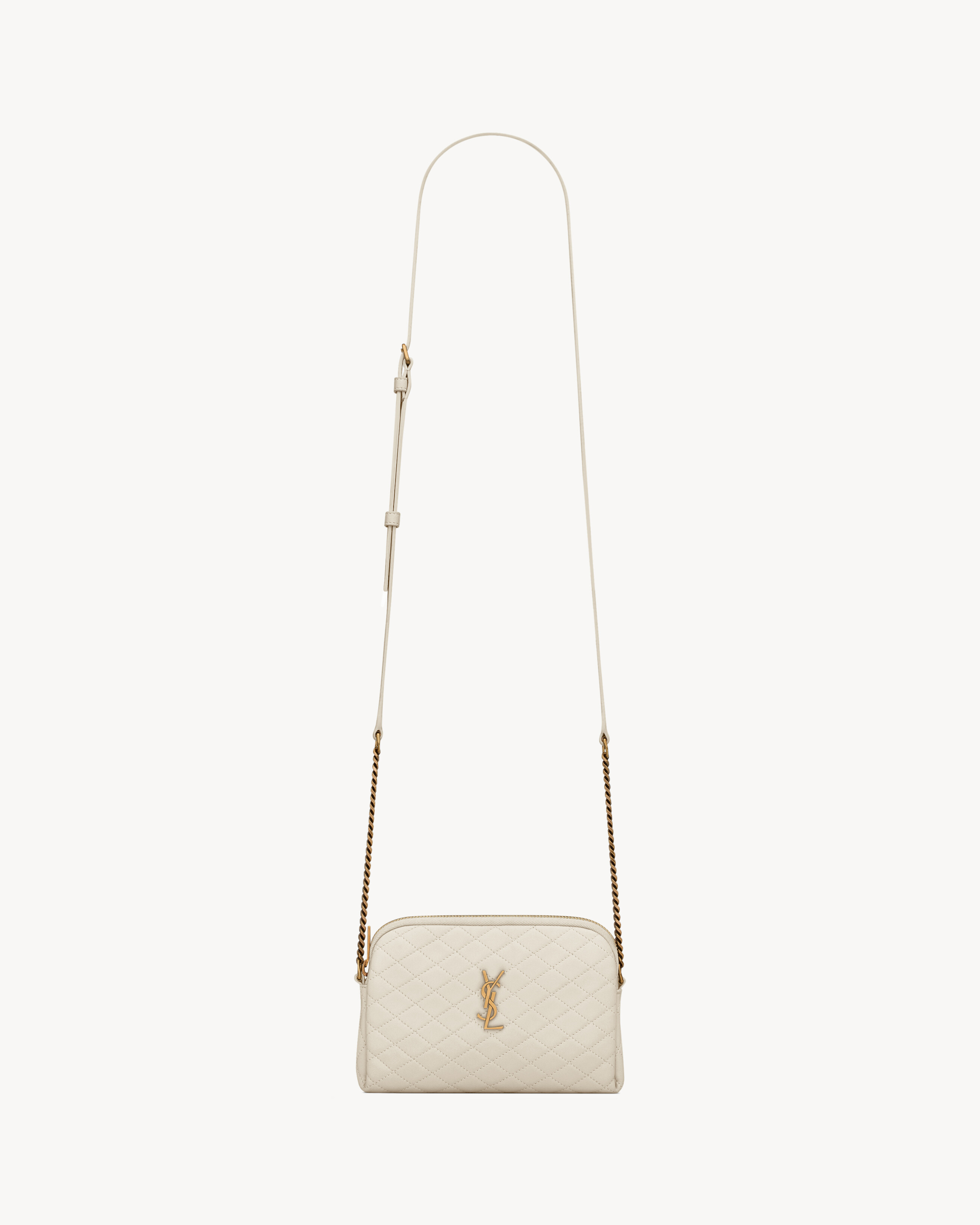 Saint Laurent Gaby Zippered Pouch In Lambskin - White - Women