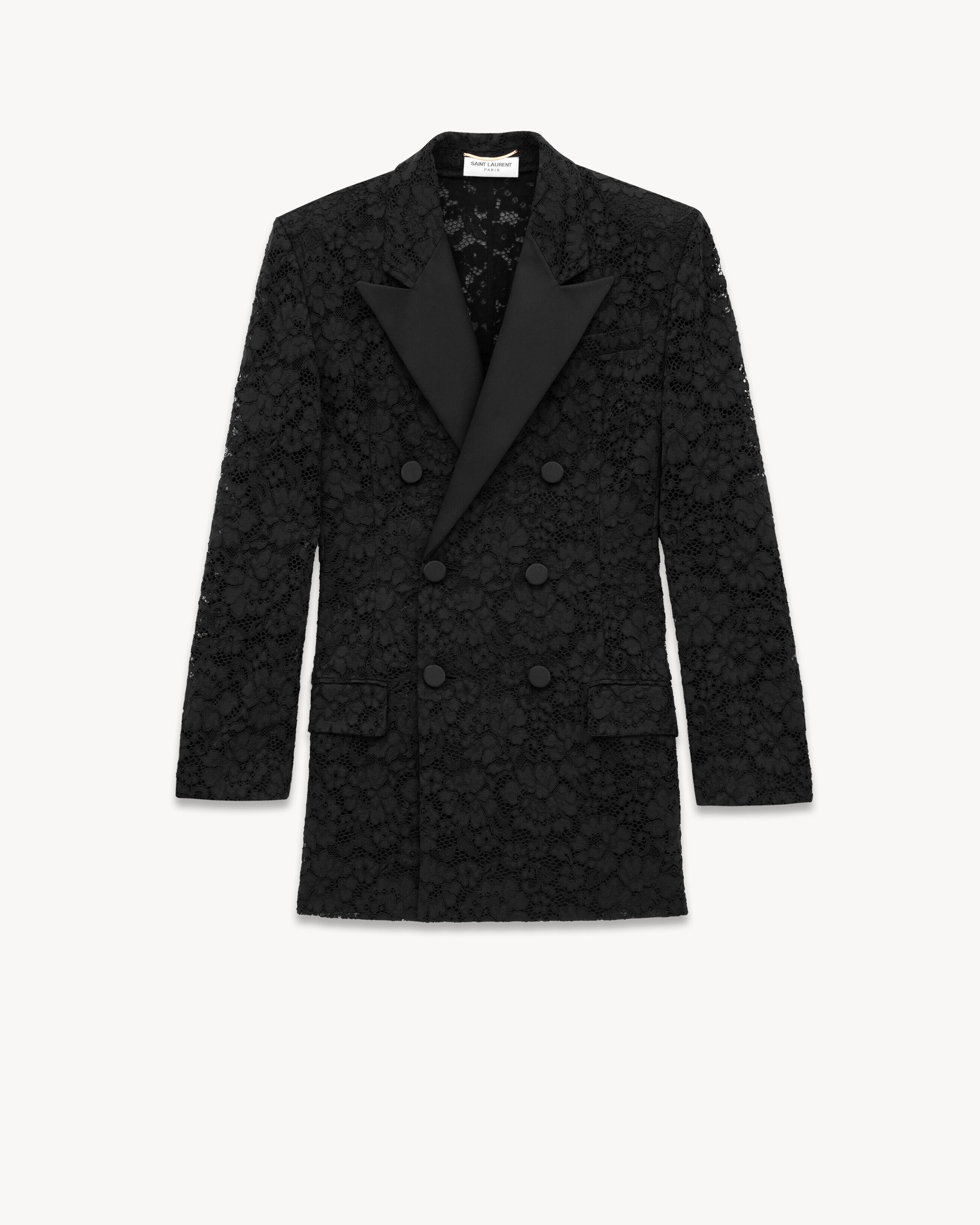 Saint Laurent Giacca Smoking In Pizzo Guipure - Nero - Donna - 40