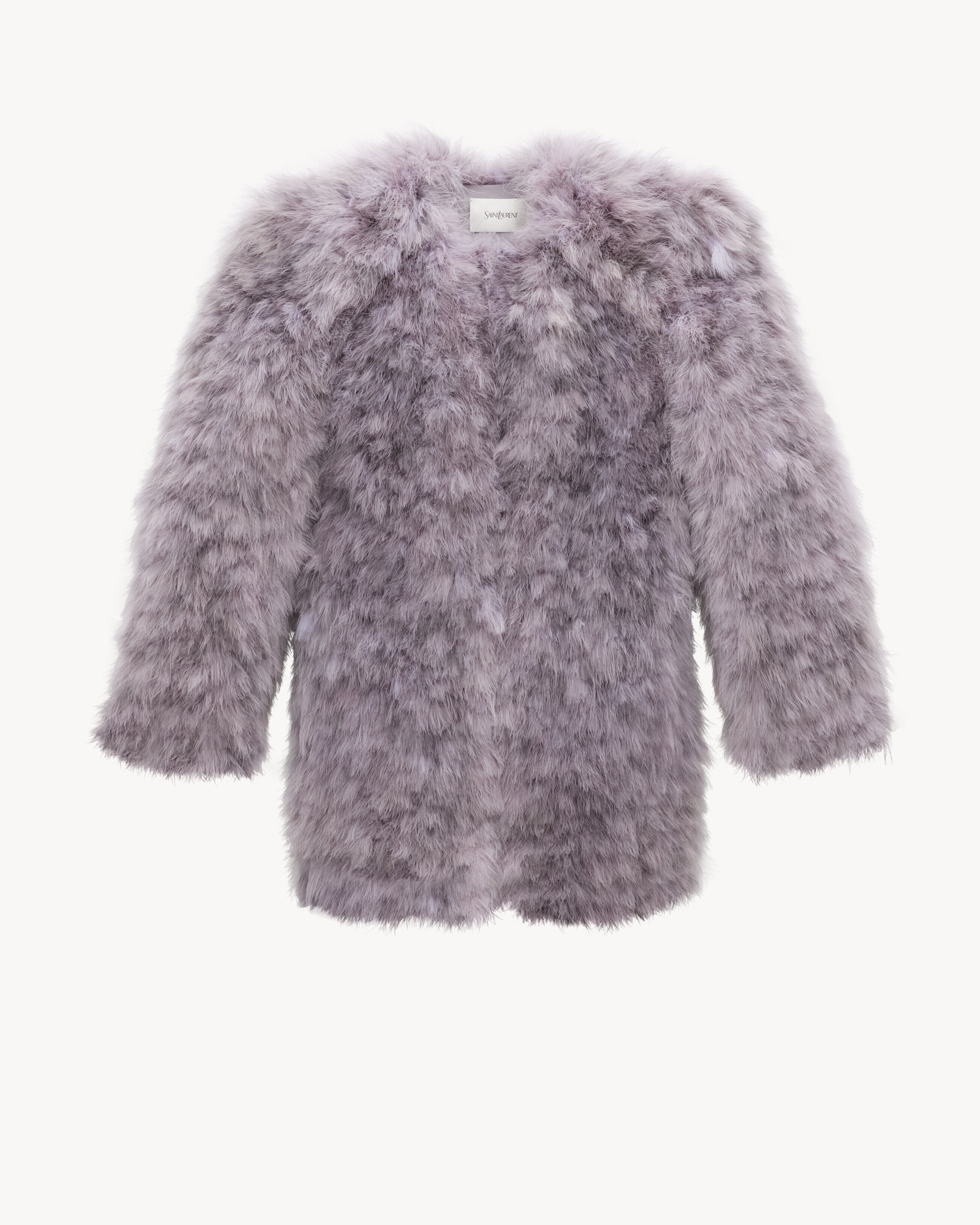 Saint Laurent Feather Coat In Marabou - Purple - Women - 34