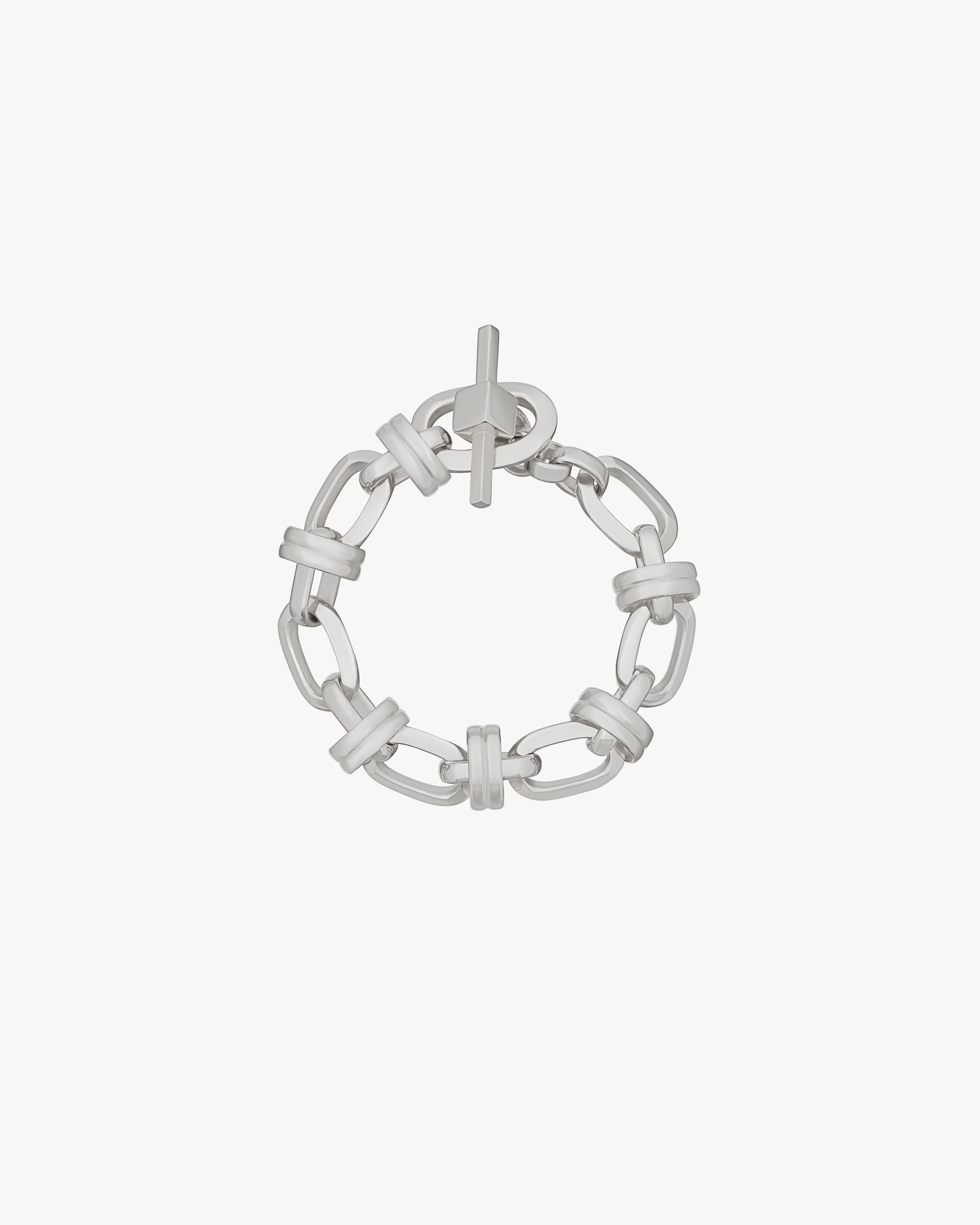 Saint Laurent Deco Chain Bracelet In Metal - Silver - Men - L